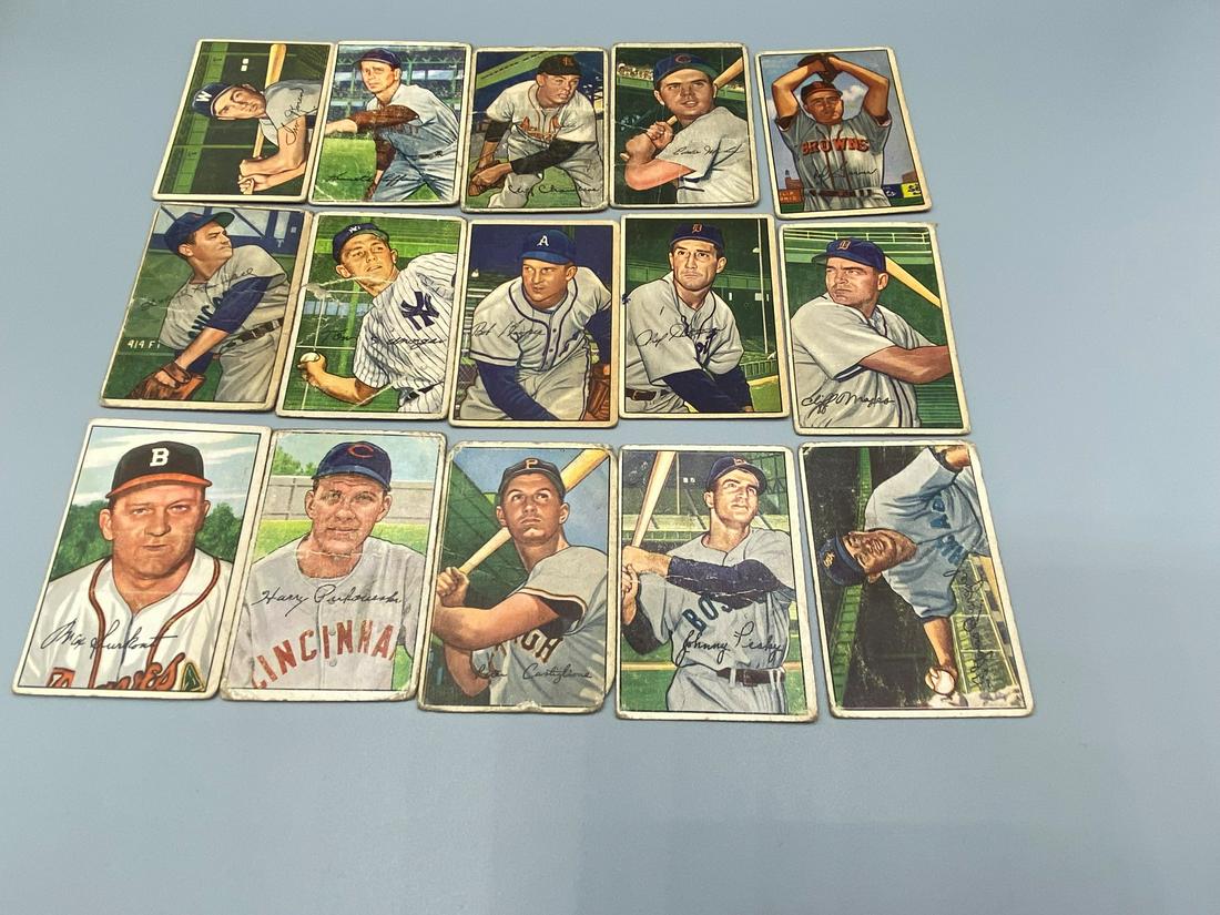 (15)  Different 1952 Bowman Baseball Cards Various (1 of 2)