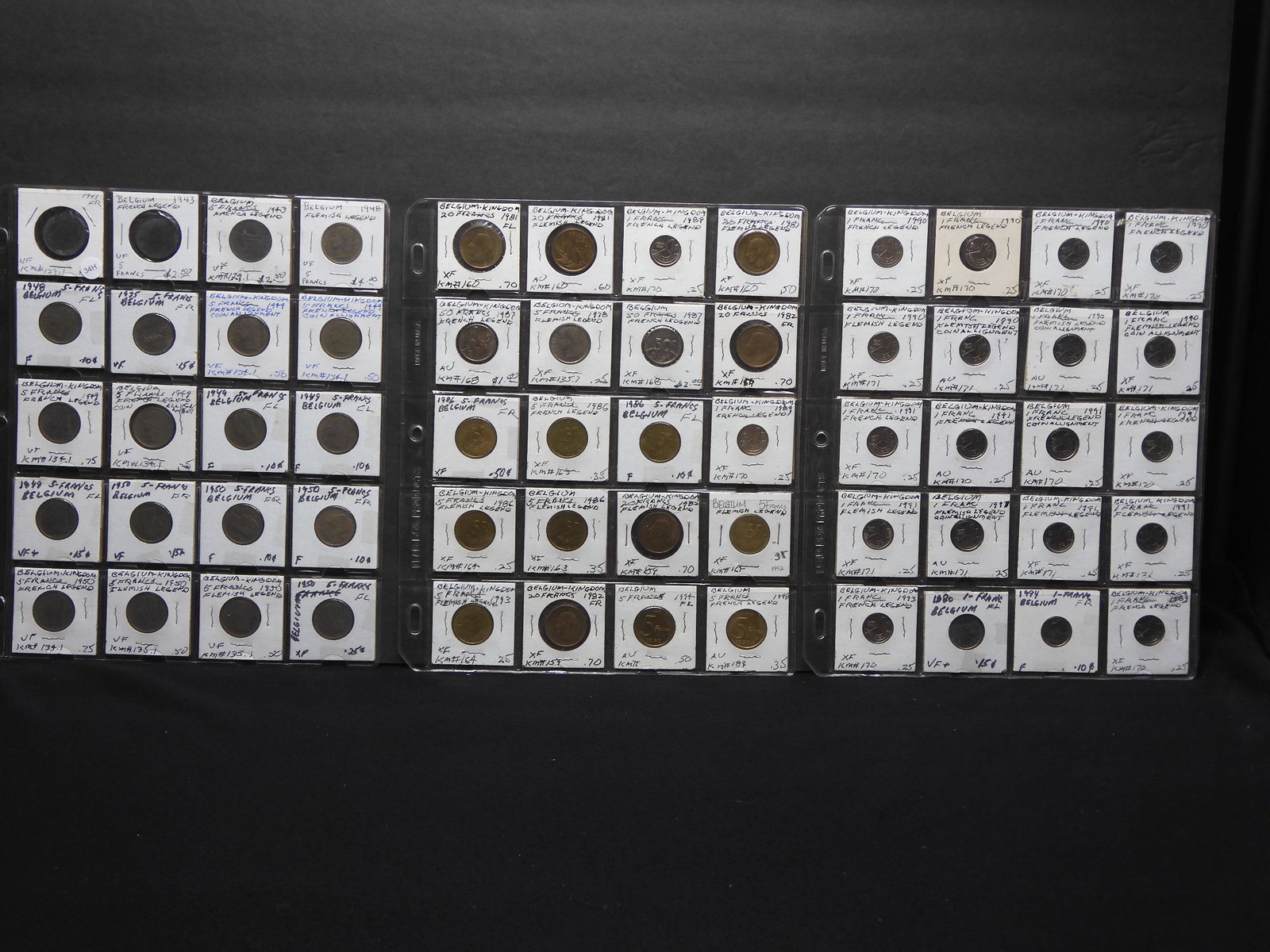 60 Carded Coins From Belgium: 60 Carded Coins From Belgium
