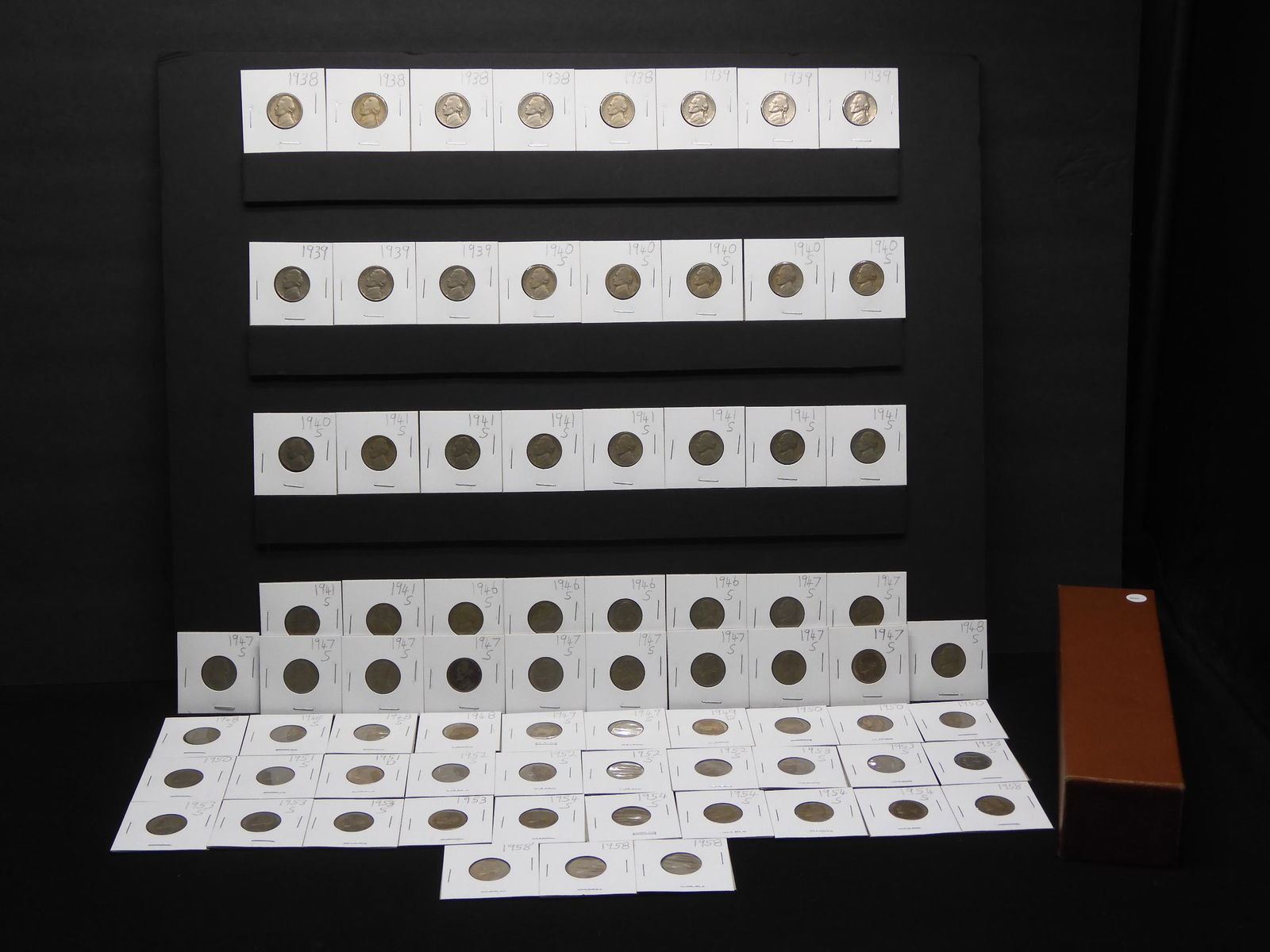 2x2 Box- Jefferson Nickel Collection 75 Coins (1 of 11)