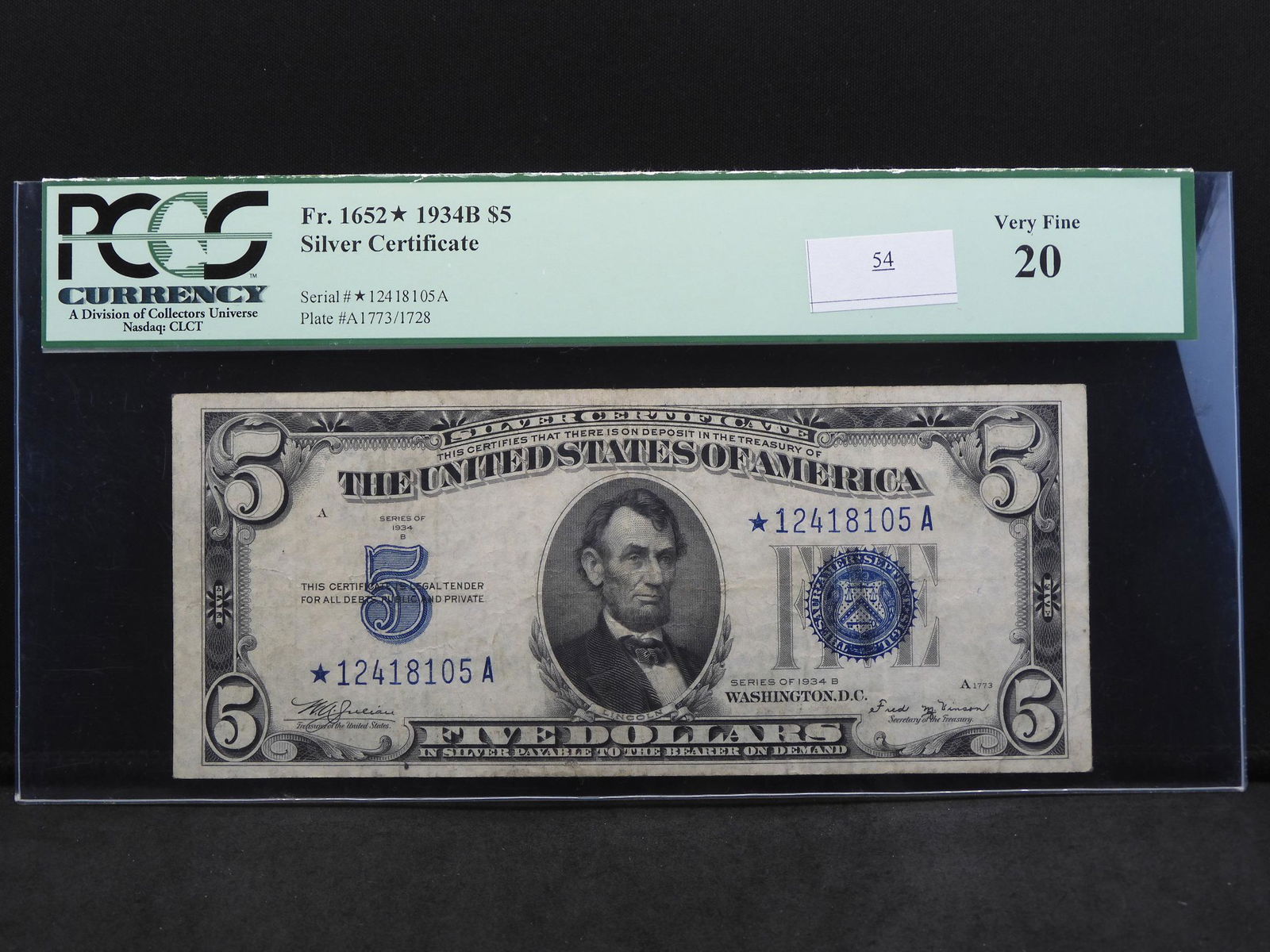 1934-B U.S. $5.00 Silver Certificate - Fr. 1652 PCGS (1 of 5)