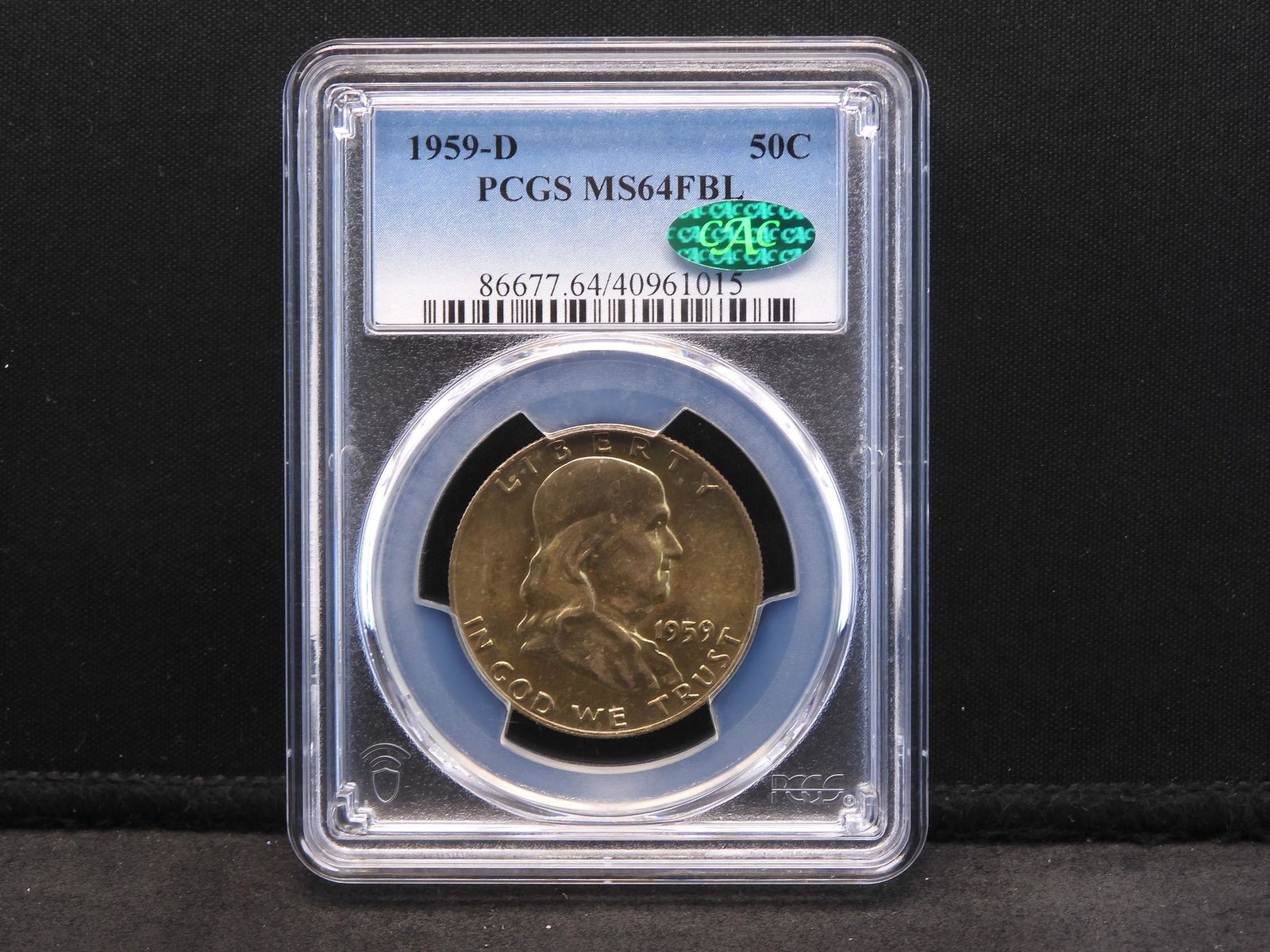 1959-D PCGS MS64 FBL CAC Franklin Silver Half Dollar (1 of 4)