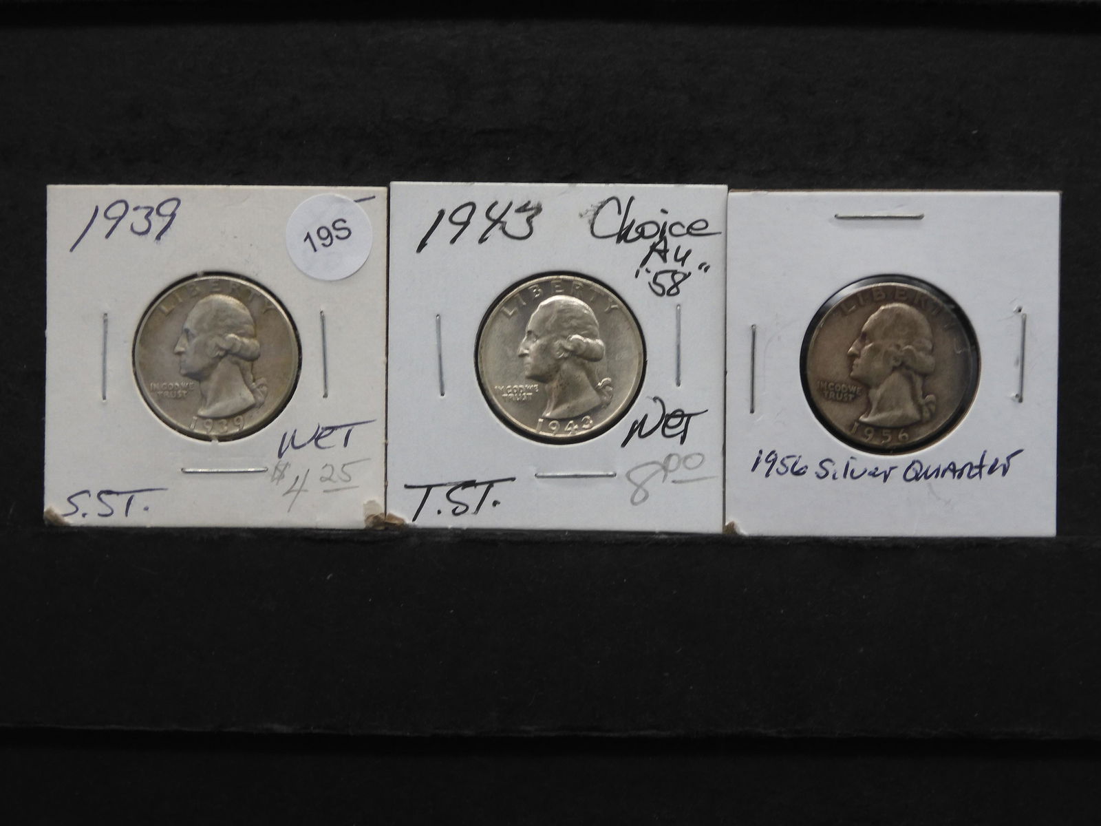 1939, 1943 & 1956 Silver Washington Quarters (1 of 3)