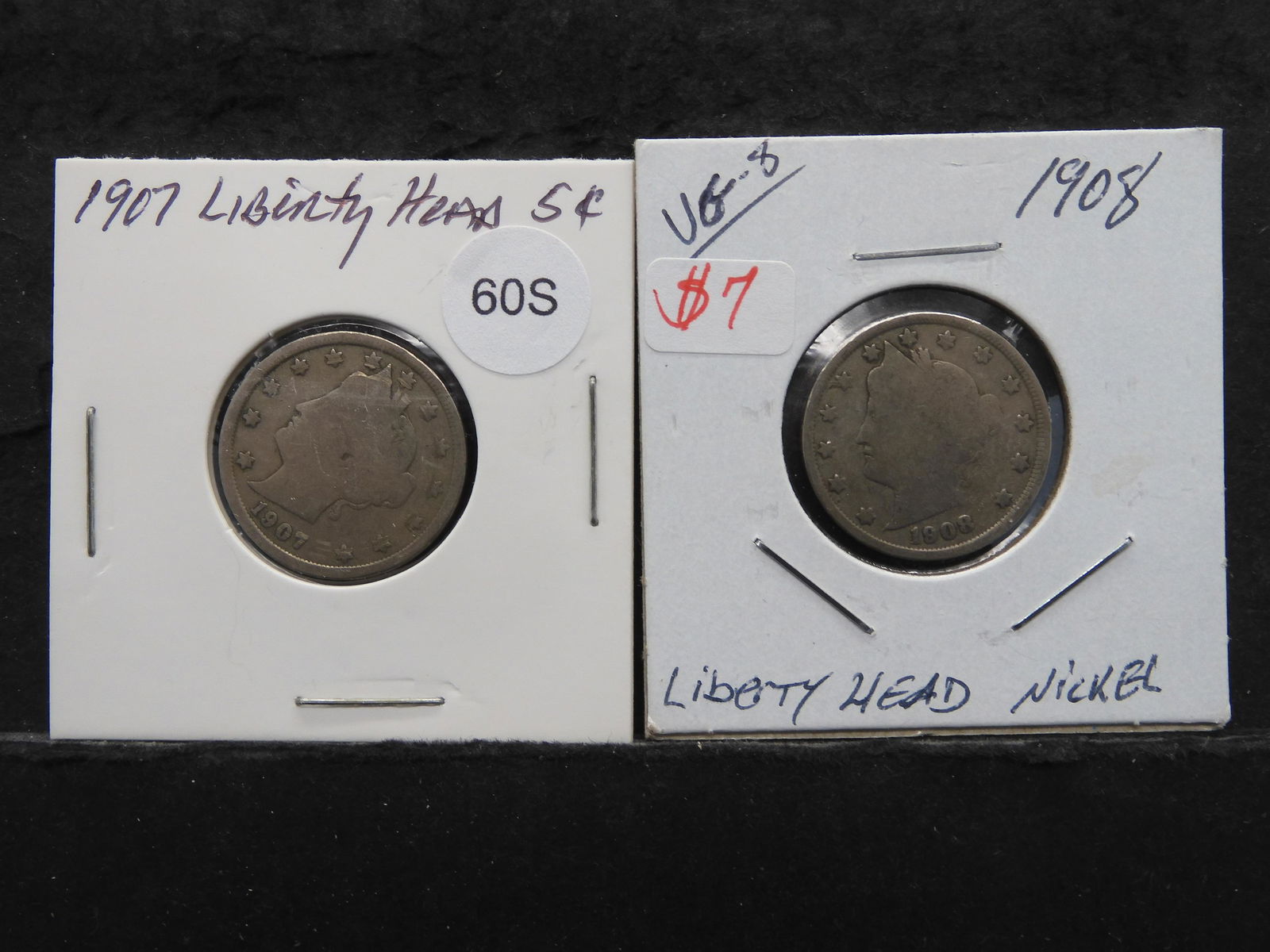 1907 & 1908 Liberty Head V Nickels (1 of 3)