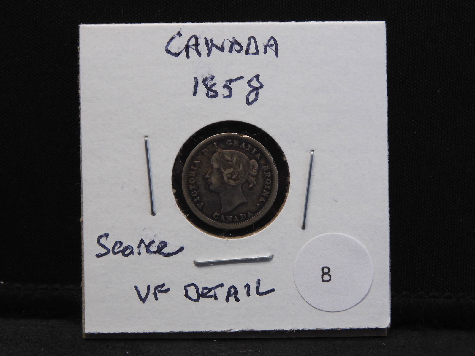 1858 Canada Five Cent Silver.  VF detail.  Scarce. (1 of 3)