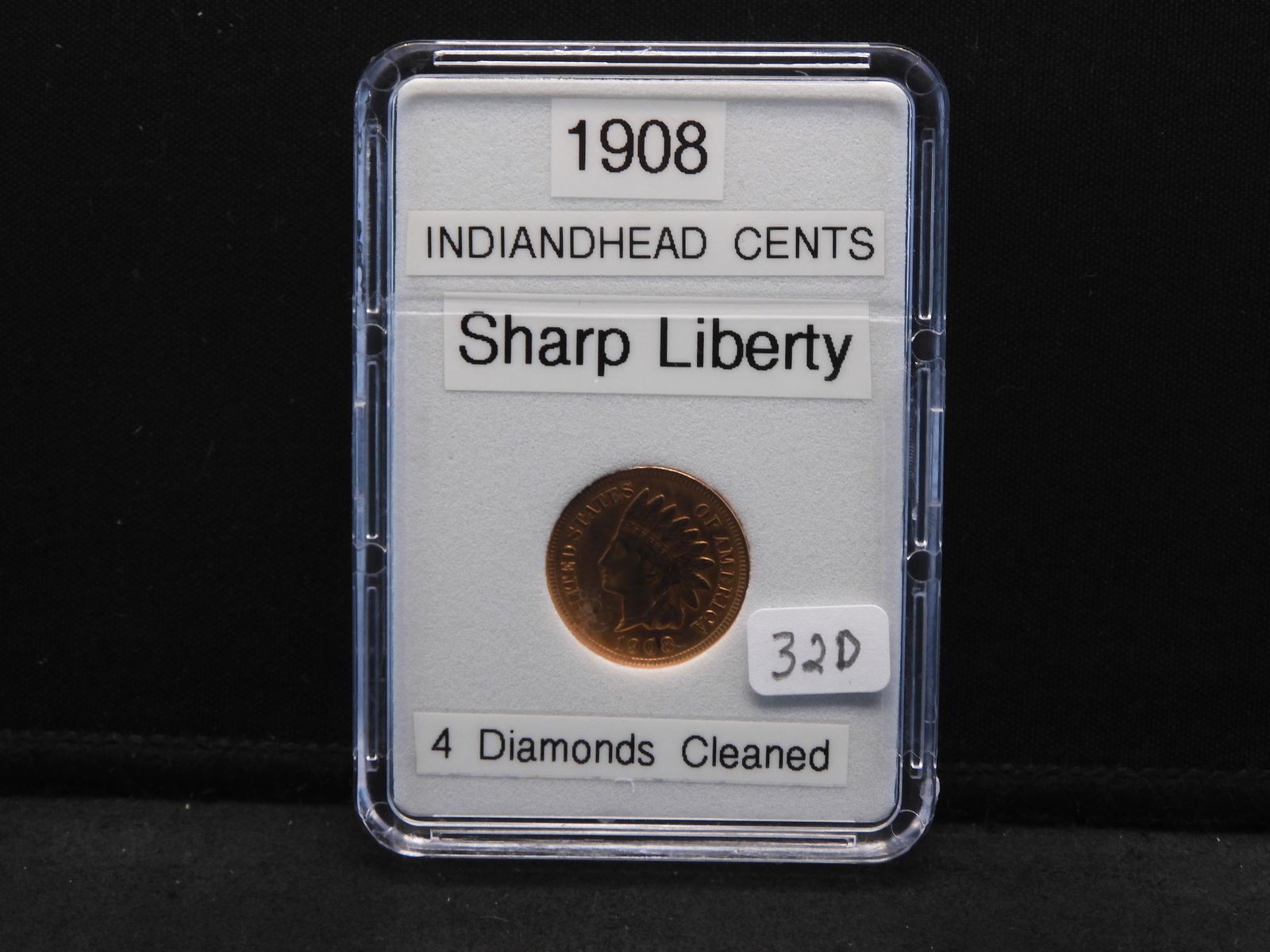 1908 Indian Head, Sharp Liberty, 4 Diamonds, Cleaned (1 of 4)
