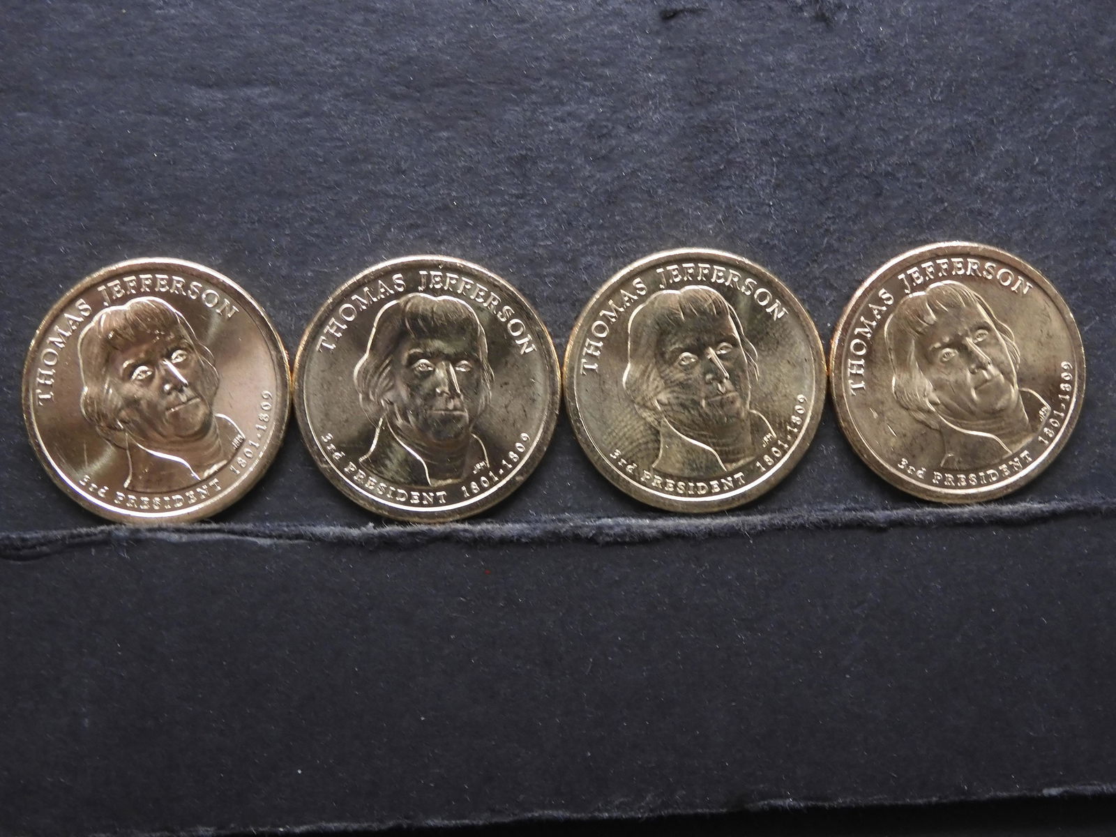 4 Presidential Dollars w/Thomas Jefferson: 4 Presidential Dollars w/Thomas Jefferson
