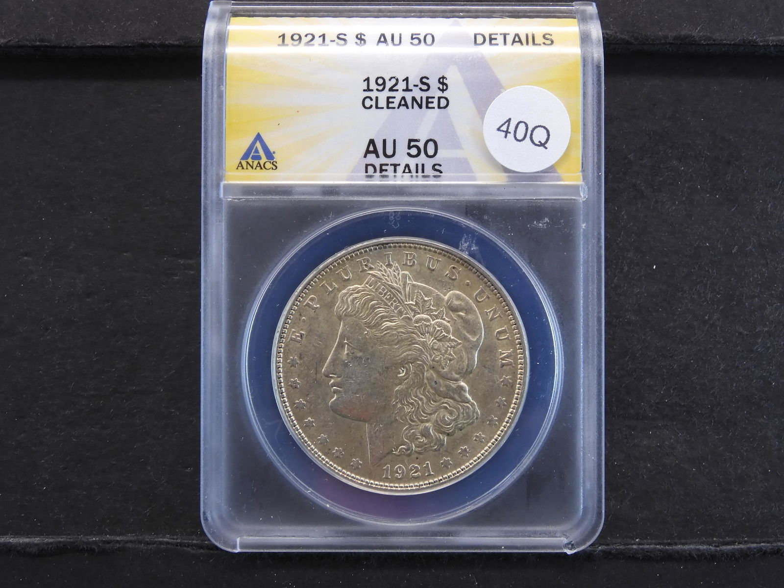 1921-S AU 50 Cleaned Morgan Silver Dollar (1 of 4)