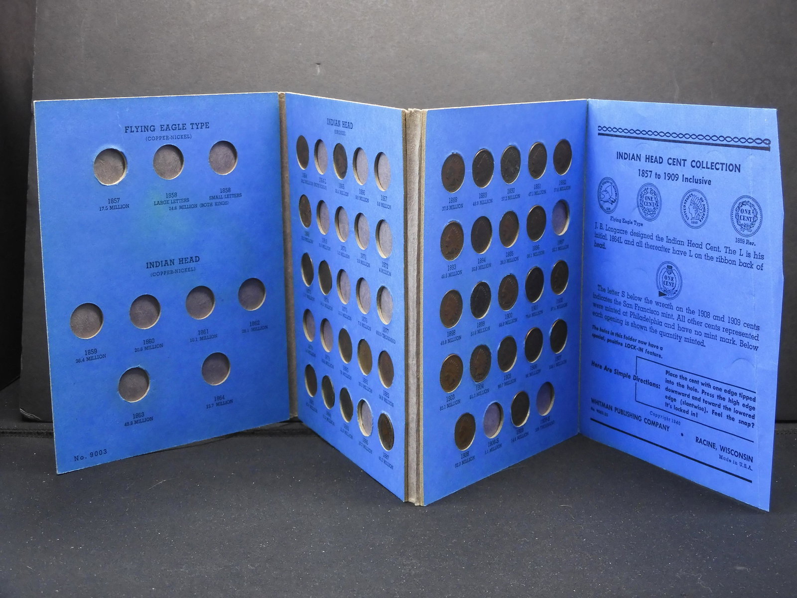 1857-1909 Indian Head Cent Partial Set.  33 Coins. (1 of 11)