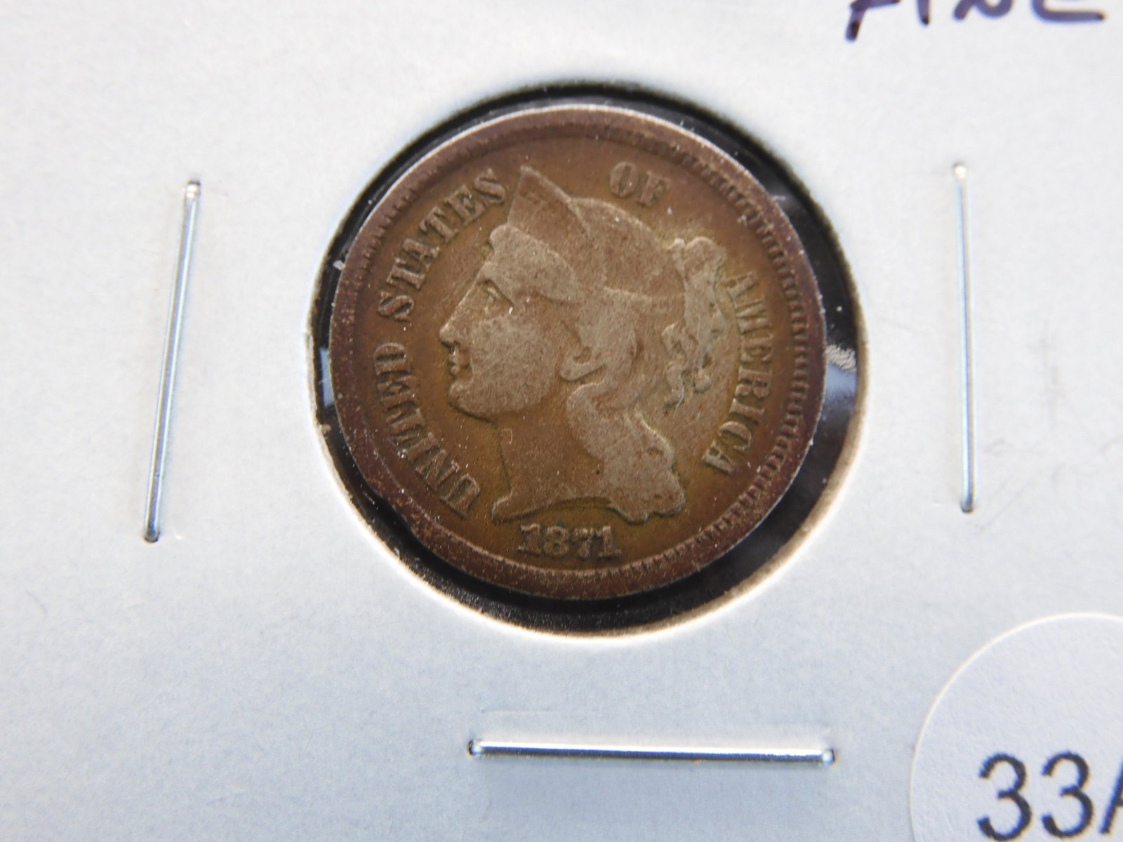 1871 3c Nickel.  Fine. (1 of 3)