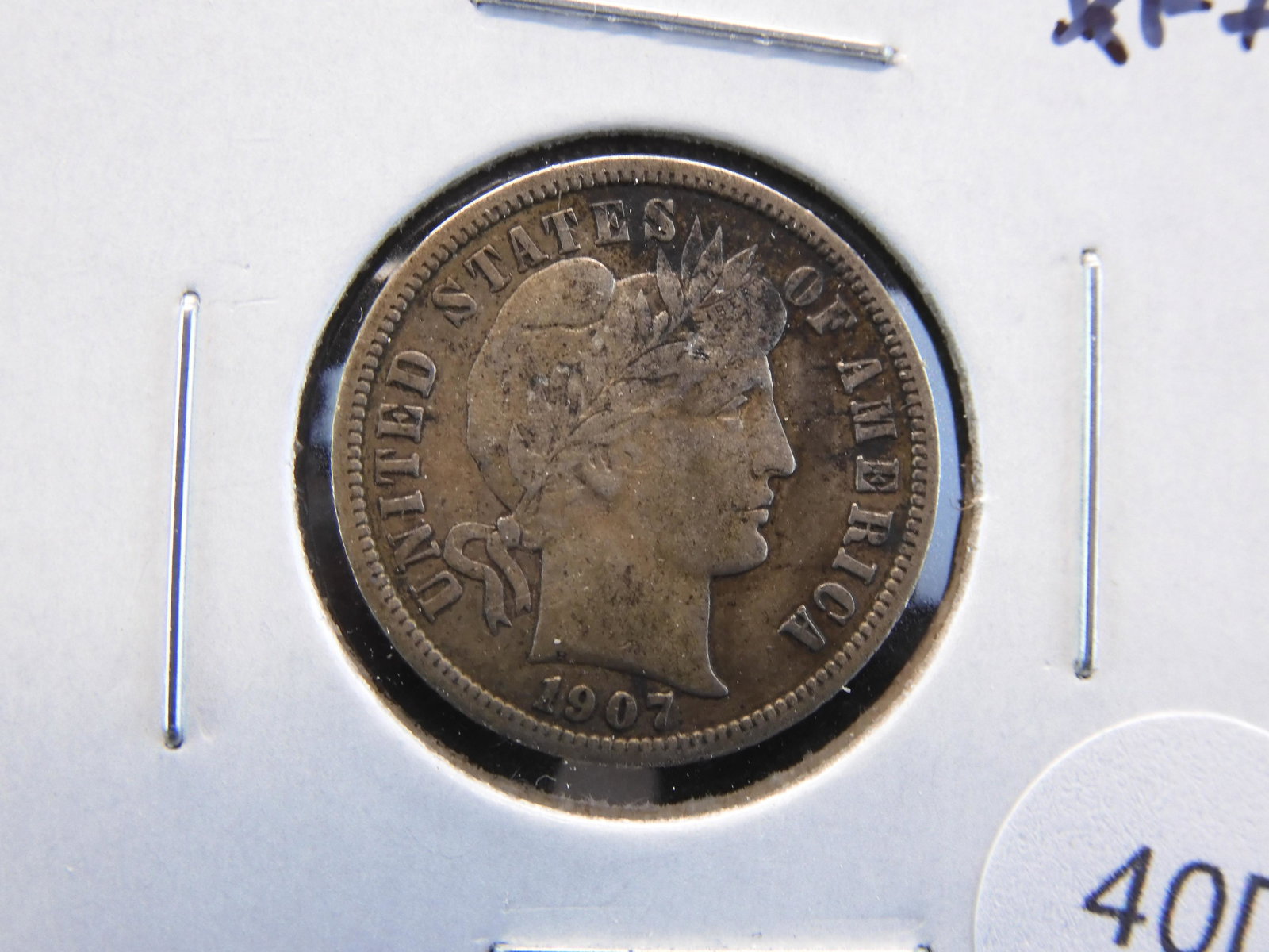 1907 Barber 10c.  XF+. (1 of 3)