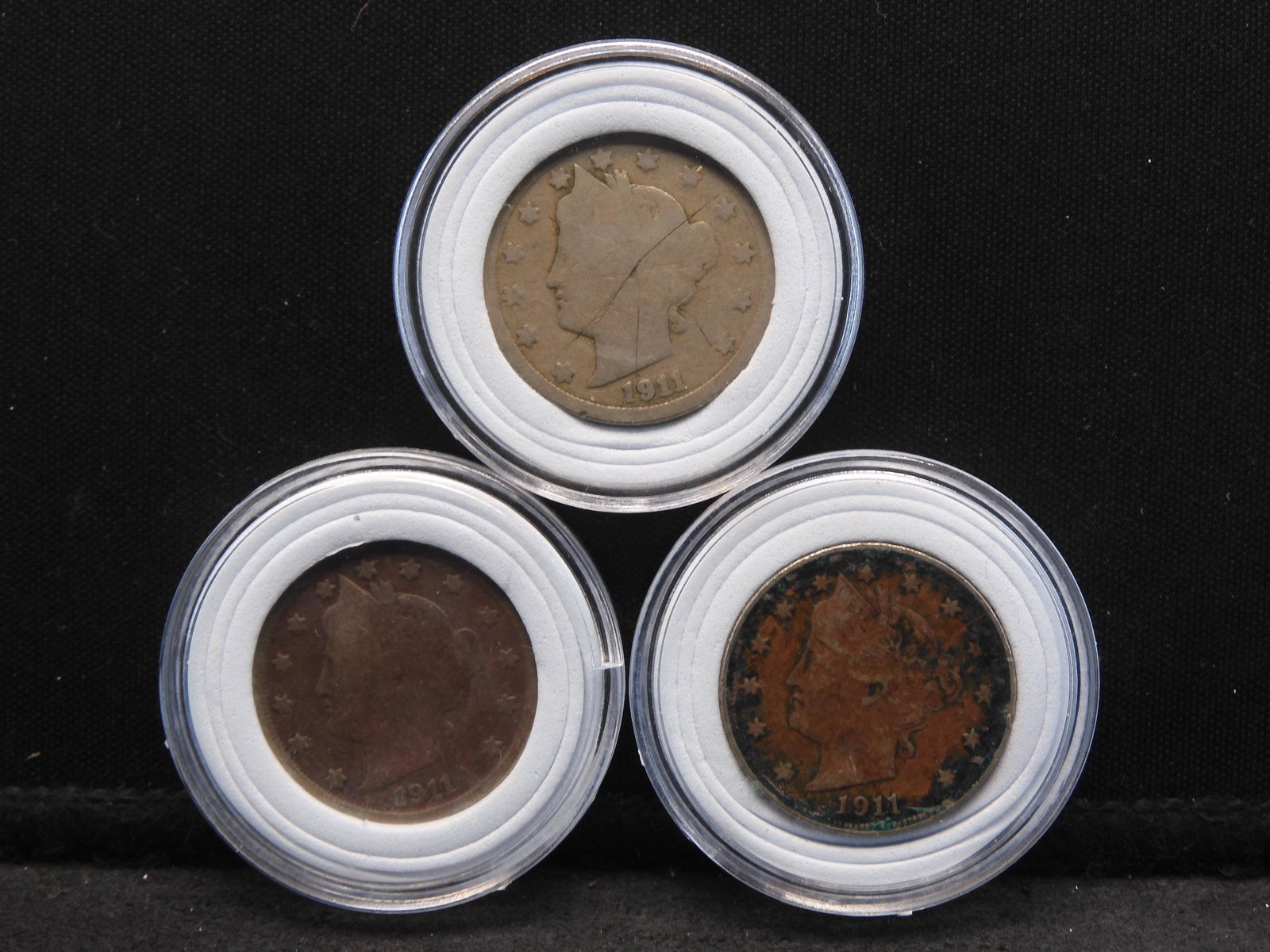 Three 1911 Liberty Head V Nickels: Three 1911 Liberty Head V Nickels