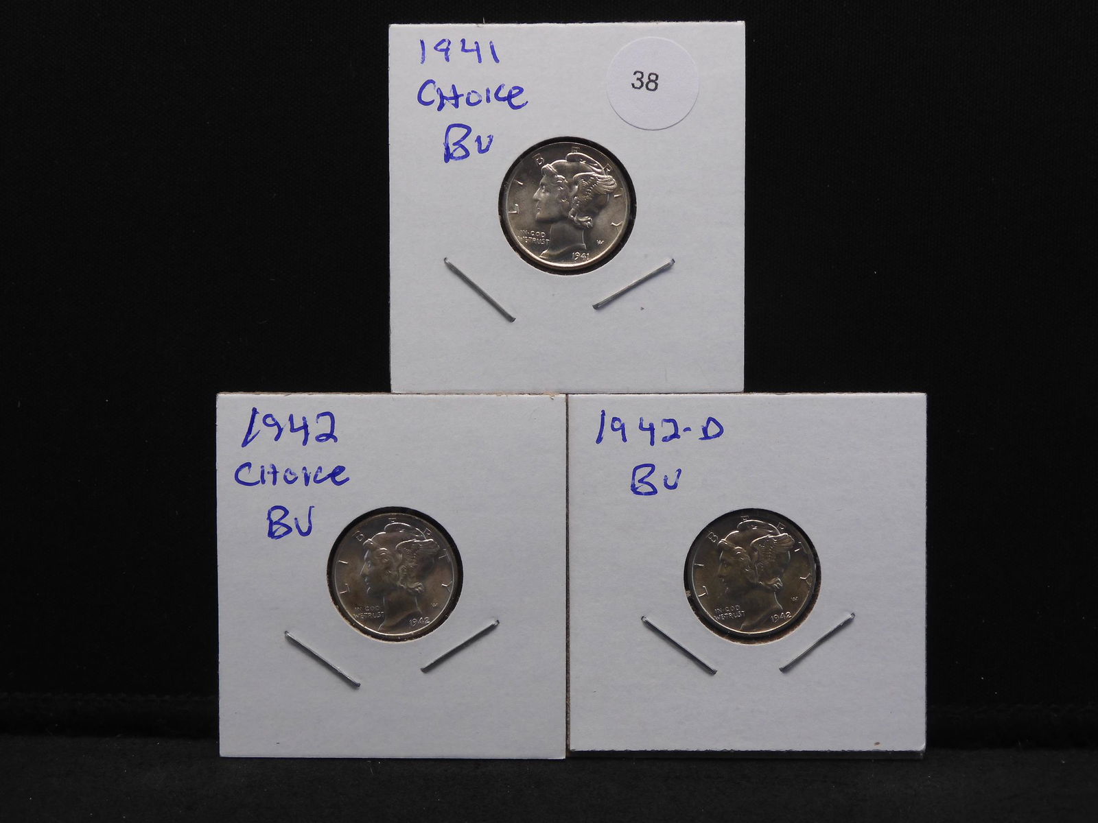 (3) BU Mercury Dimes:  1941, 1942 and 1942-D. (1 of 5)