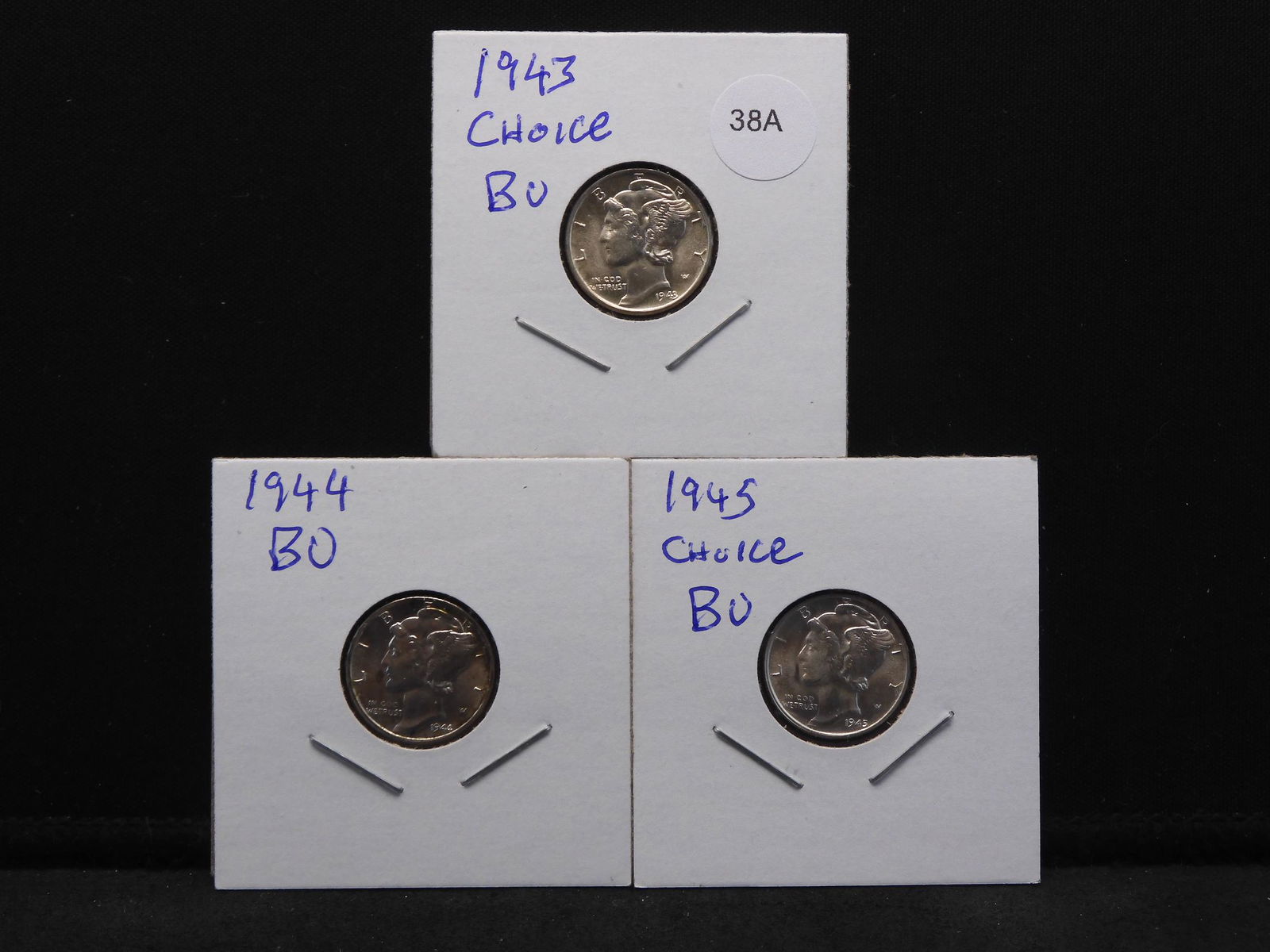 (3) BU Mercury Dimes:  1943, 1944 and 1945. (1 of 5)