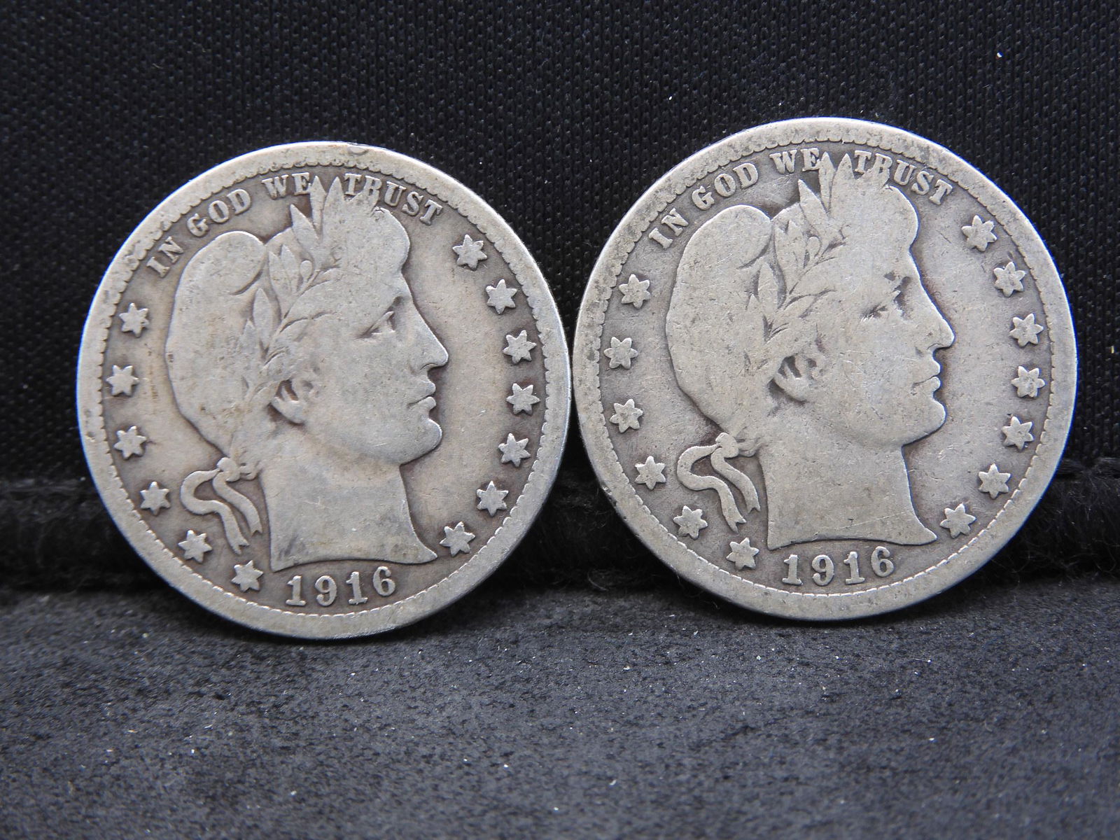 Two 1916-D Barber Quarters (1 of 3)