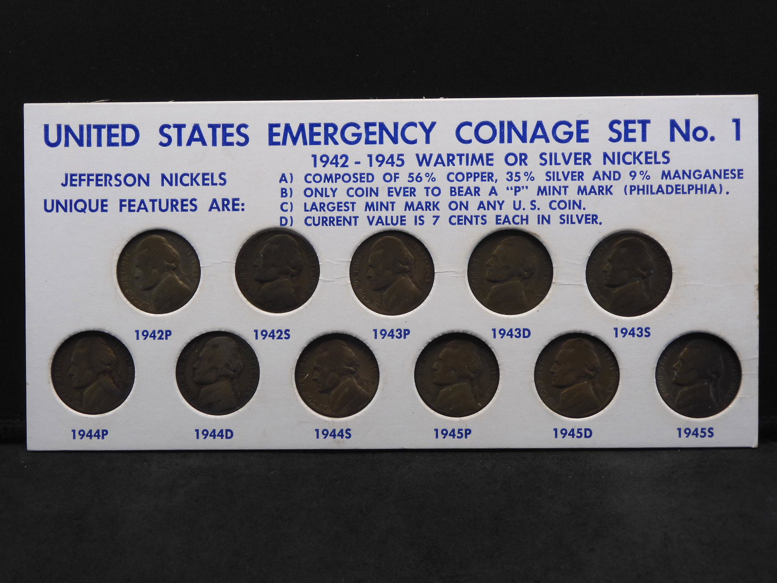 U.S. Emergency Coinage - 1942-1945 Jefferson Wartime (1 of 6)