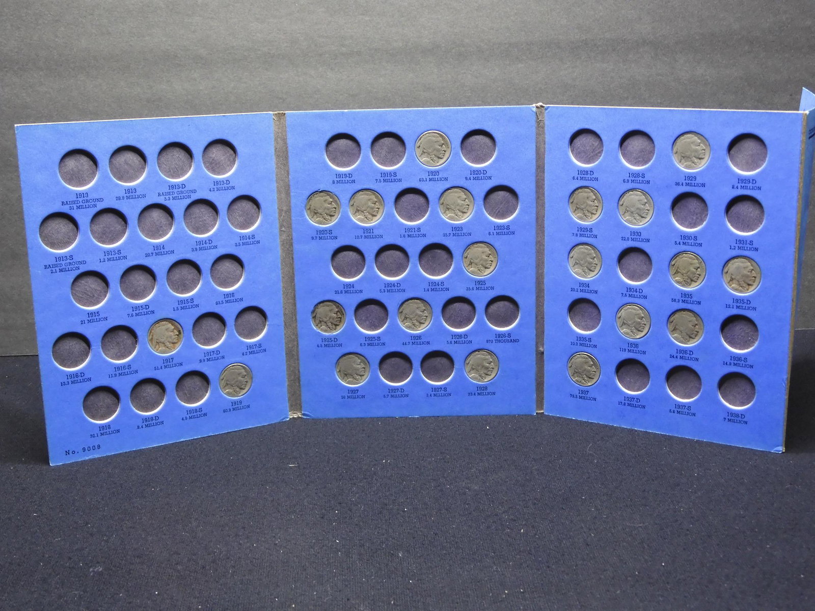 Whitman Tri-Fold Album #9008 - Buffalo Nickel - 1913 t0 (1 of 7)