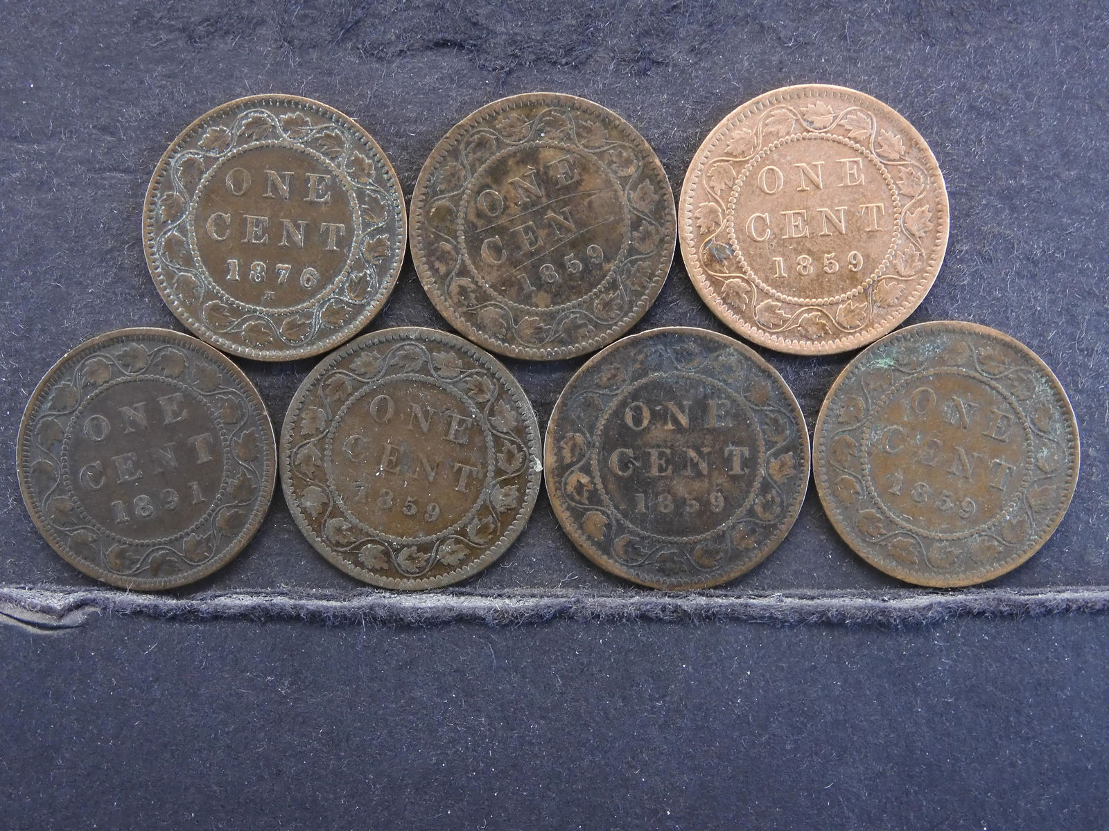 (5) 1859 Canada Large Cent, (1) 1876-H, (1) 1891 (1 of 2)