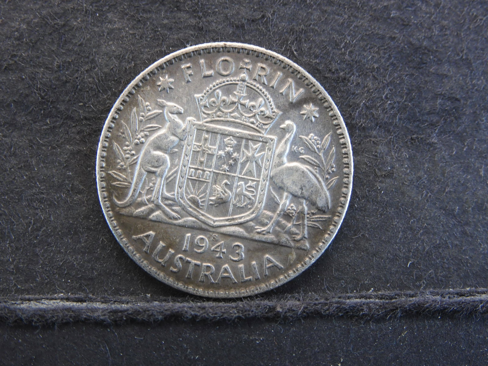 1943-S Australia One Florin 92.5% Silver 11.3 Gr.: 1943-S Australia One Florin 92.5% Silver 11.3 Gr. George VI