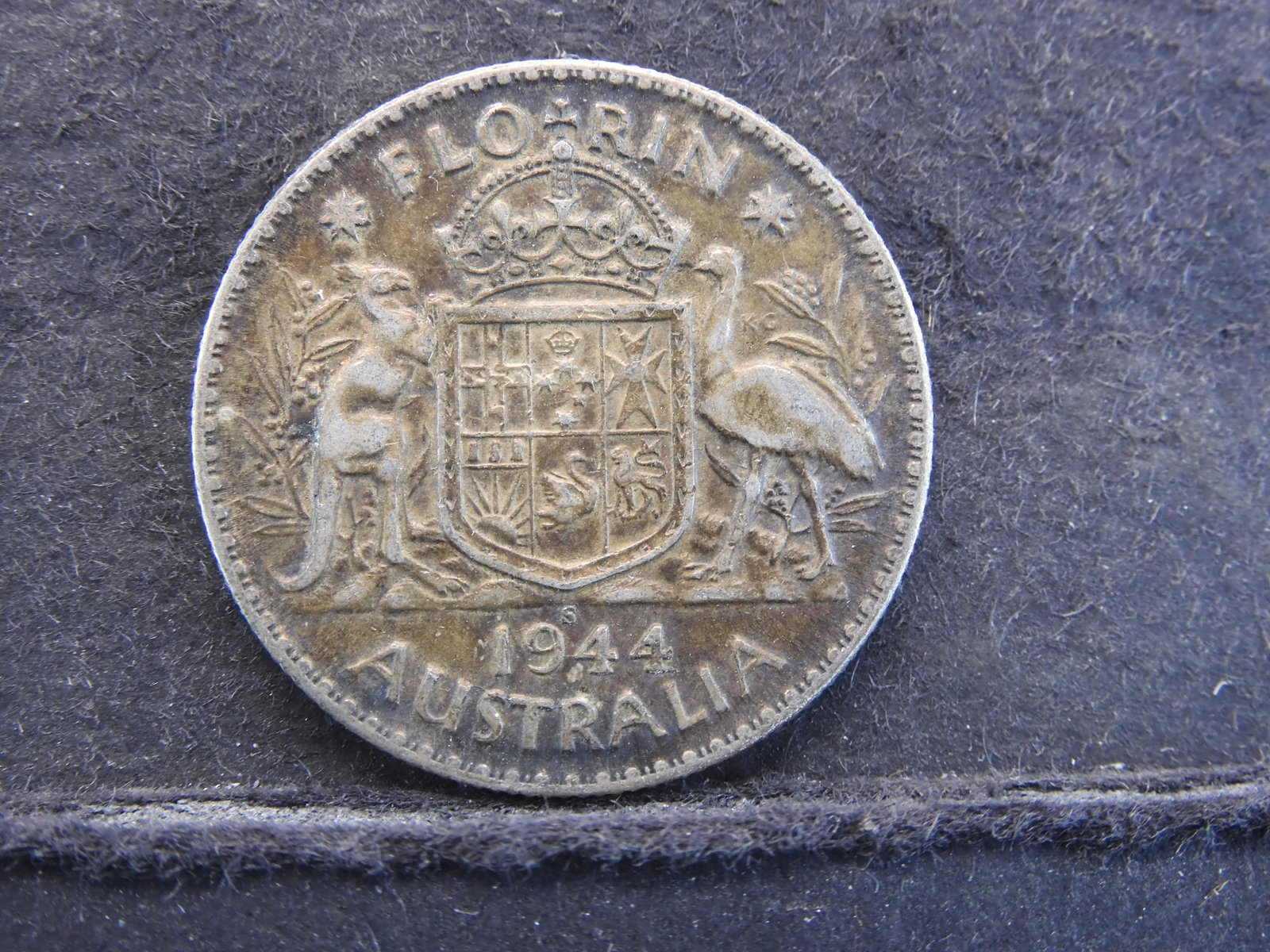 1944-S Australia One Florin 92.5% Silver 11.3 Gr.: 1944-S Australia One Florin 92.5% Silver 11.3 Gr. George VI