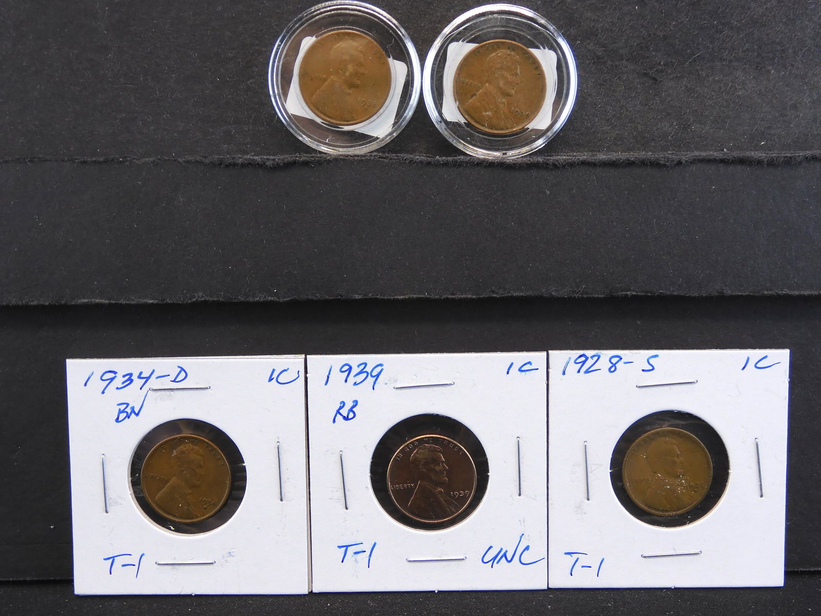 Lot of 5 Mixed Date 1930's Lincoln Cents BU/AU (1 of 4)