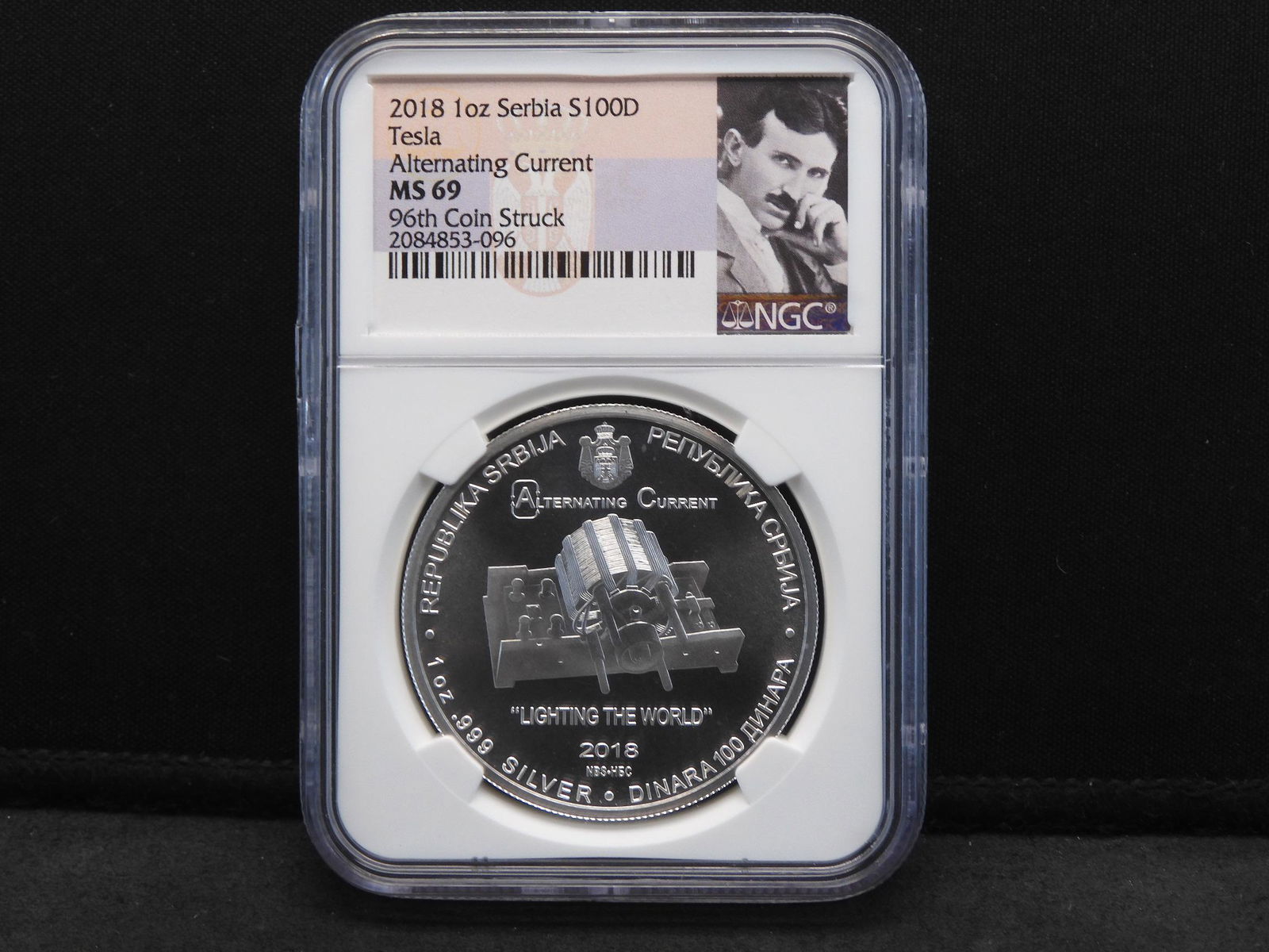 2018 NGC MS69  1 Oz. Serbia Silver $100 D Tesla (1 of 4)