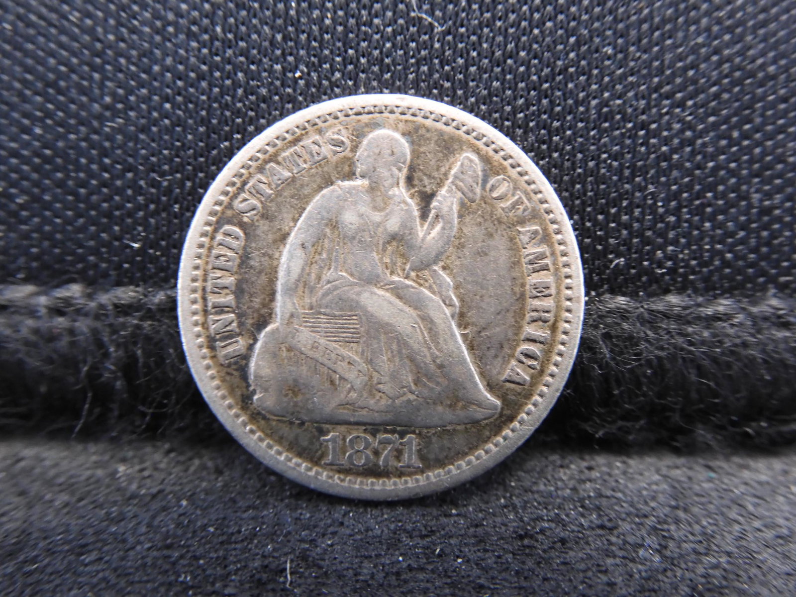 1871 Seated Liberty Silver Half Dime - Great Detail!: 1871 Seated Liberty Silver Half Dime - Great Detail!