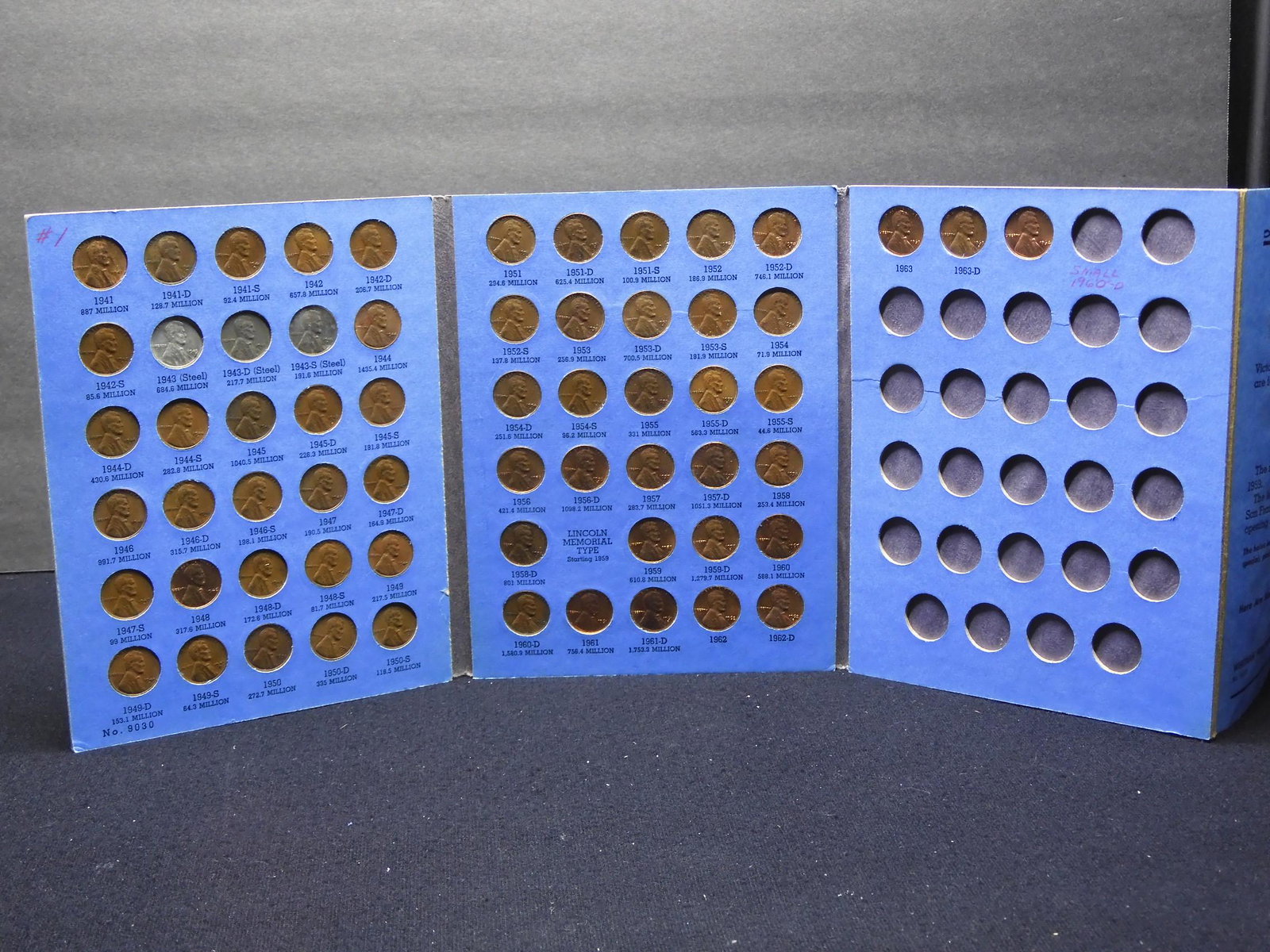 1941-1964 Lincoln Head Wheat Cents 62-Coin Set Housed (1 of 8)