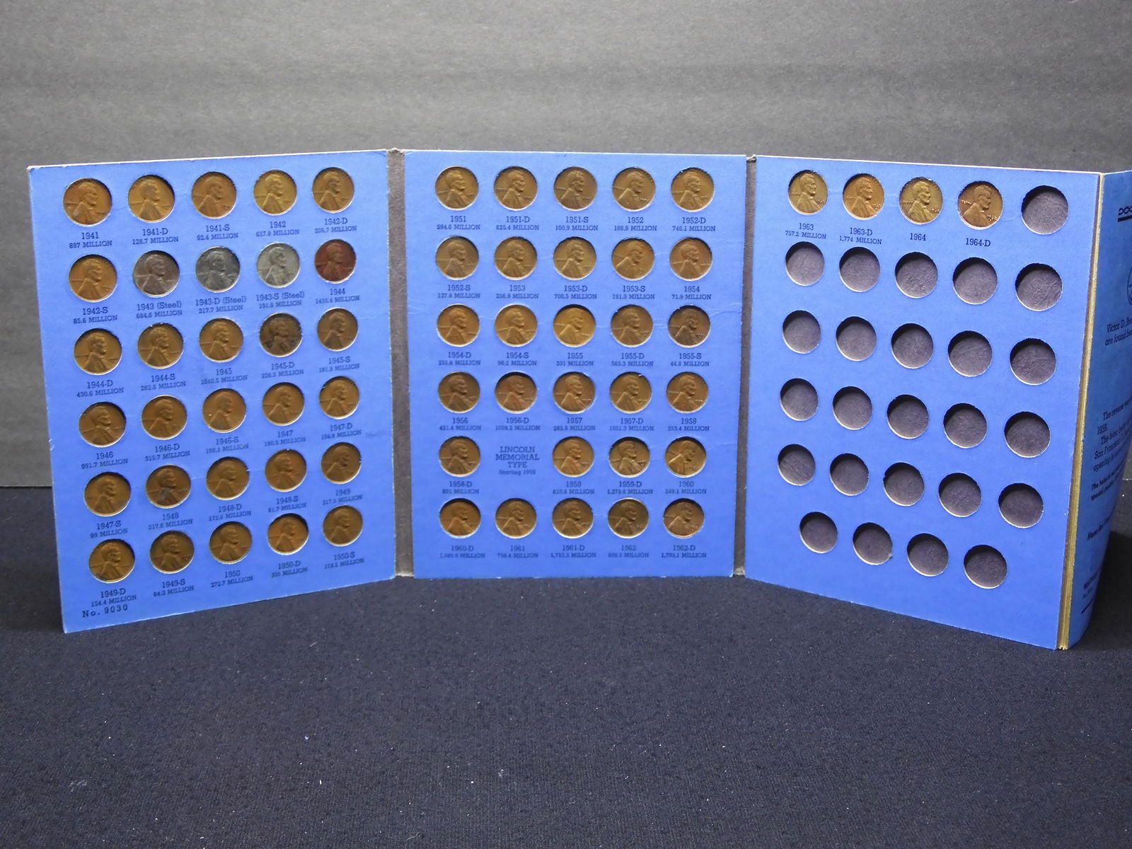 1941-1964 Lincoln Head Wheat Cents 63 Coins Set In (1 of 7)