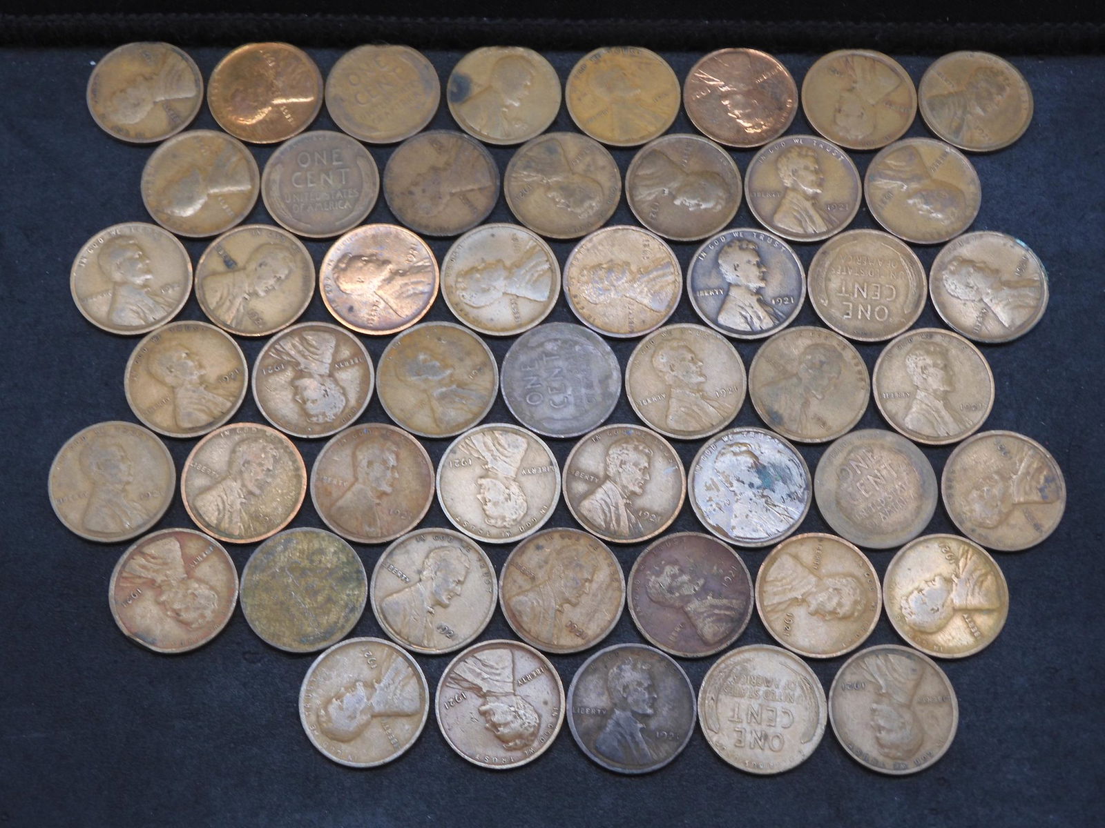 Roll Of 50 - 1921 Lincoln Head Wheat Cents. (1 of 3)