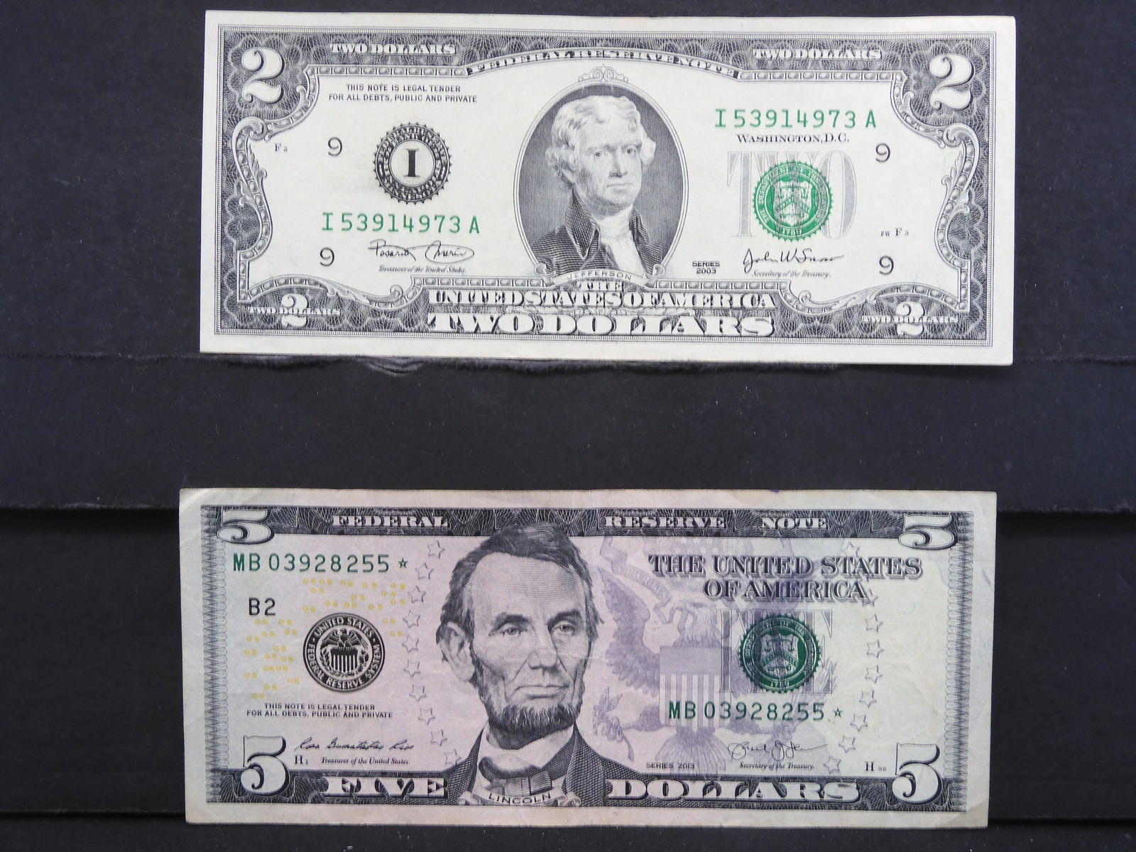 2013 Five Dollar Star Replacment note - 2003 Two Dollar: 2013 Five Dollar Star Replacment note - 2003 Two Dollar FRN