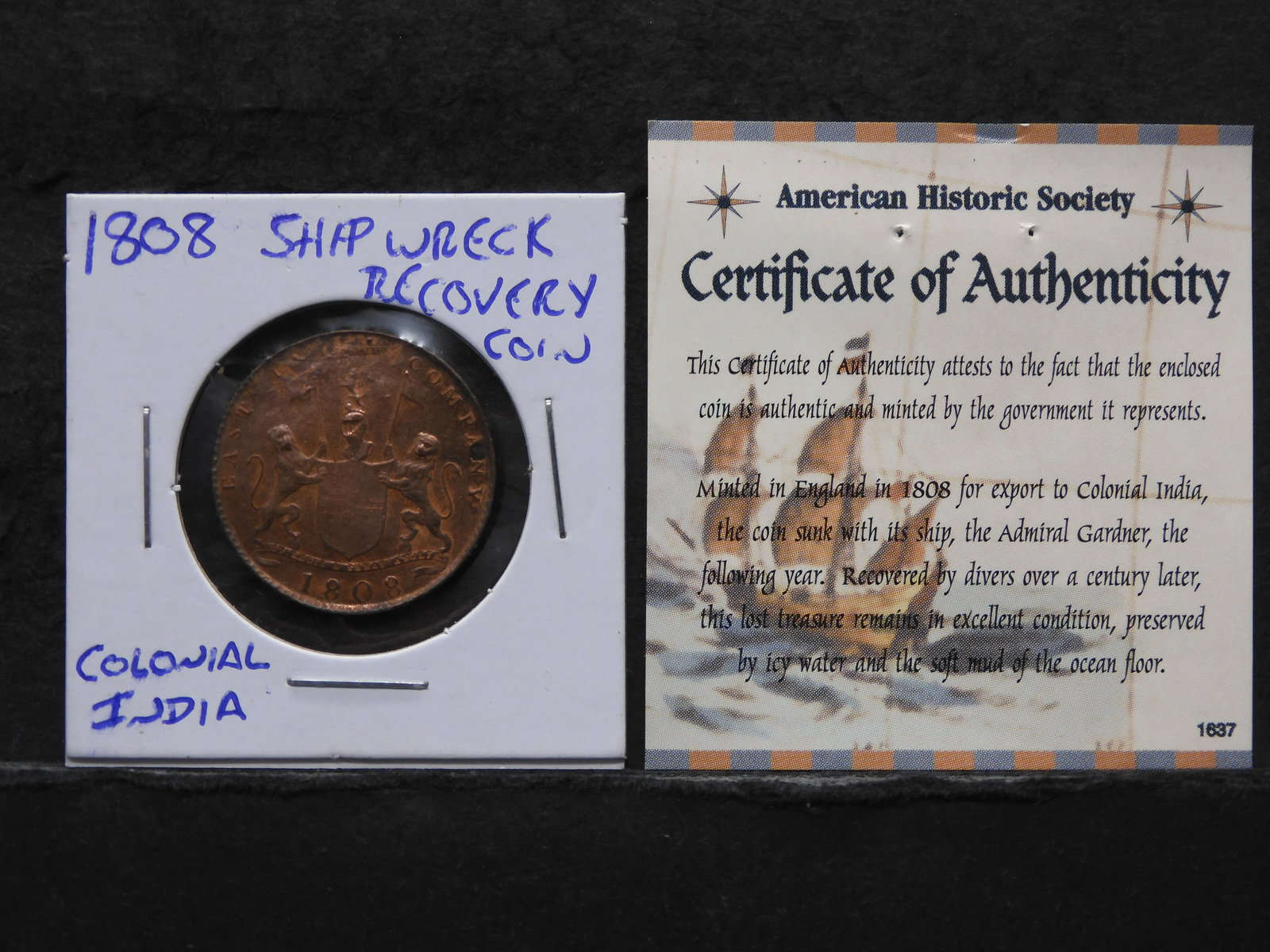 1808 Colonial India Ship Wreck Coin minted in England. (1 of 4)