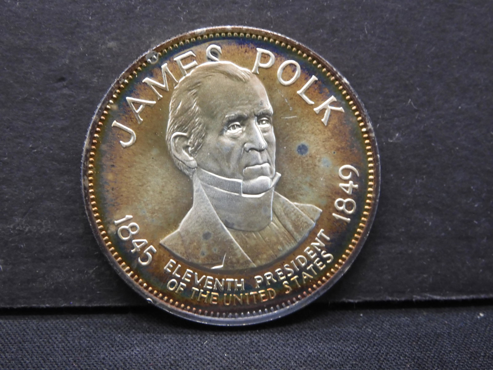 James Polk Sterling Silver Medallion 500 Grains One: James Polk Sterling Silver Medallion 500 Grains One Troy Oz.