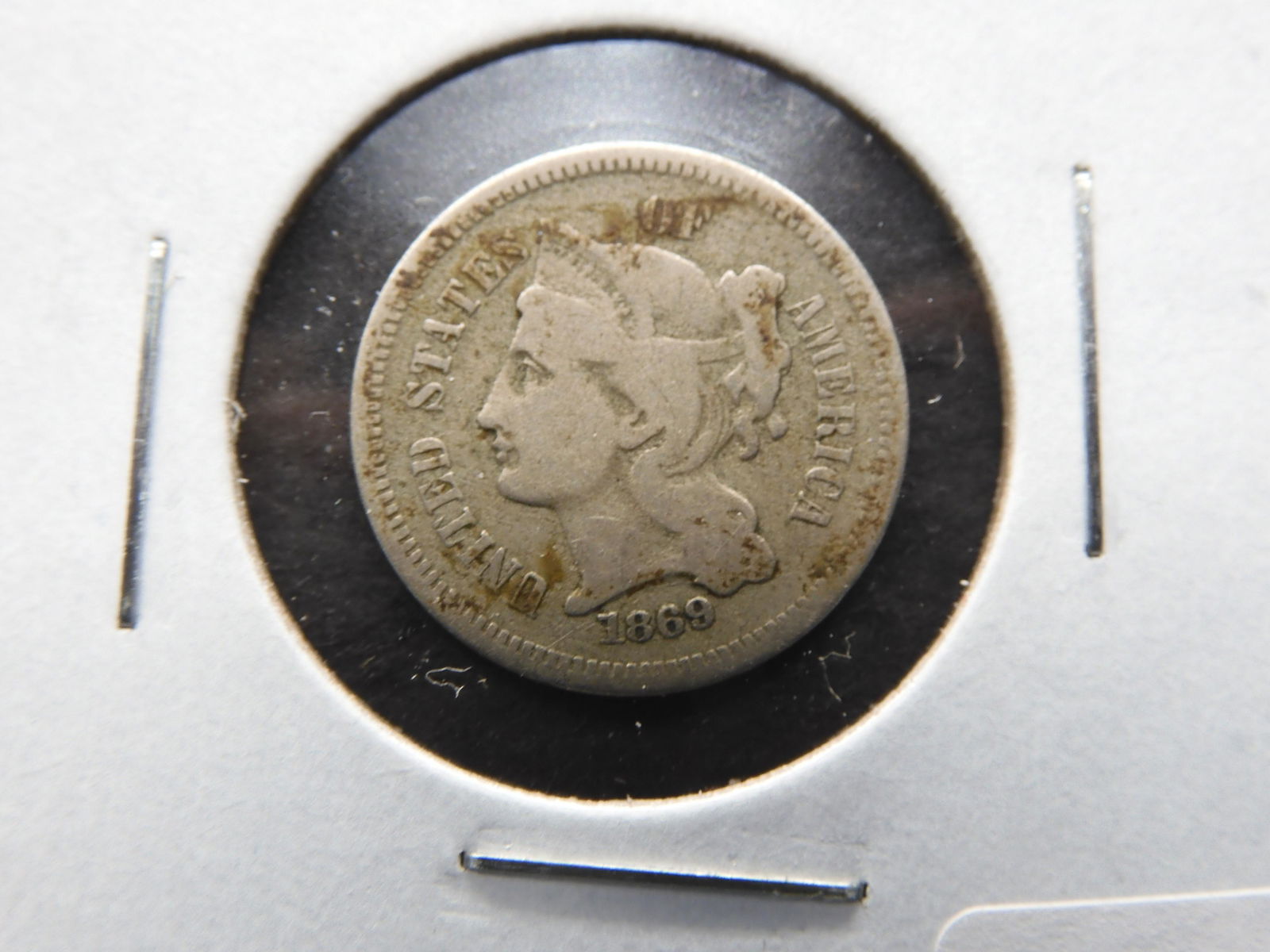 1869 - 3 Cent Nickel with nice detail and full Liberty. (1 of 3)