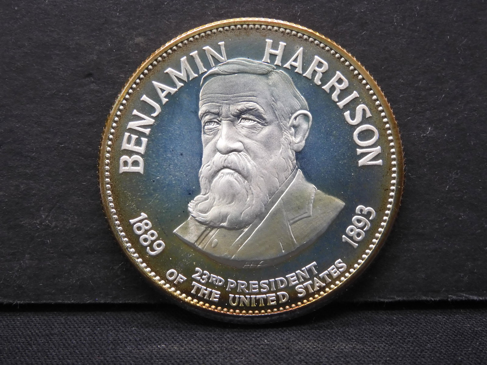 Benjamin Harrison Sterling Silver Medallion 500 Grains: Benjamin Harrison Sterling Silver Medallion 500 Grains One Troy Oz.