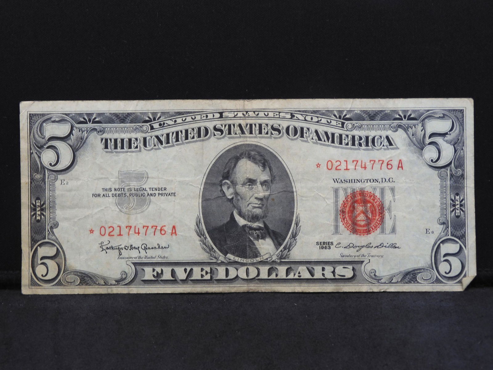Series 1963 U.S. $5.00 Red Seal STAR Note (1 of 3)