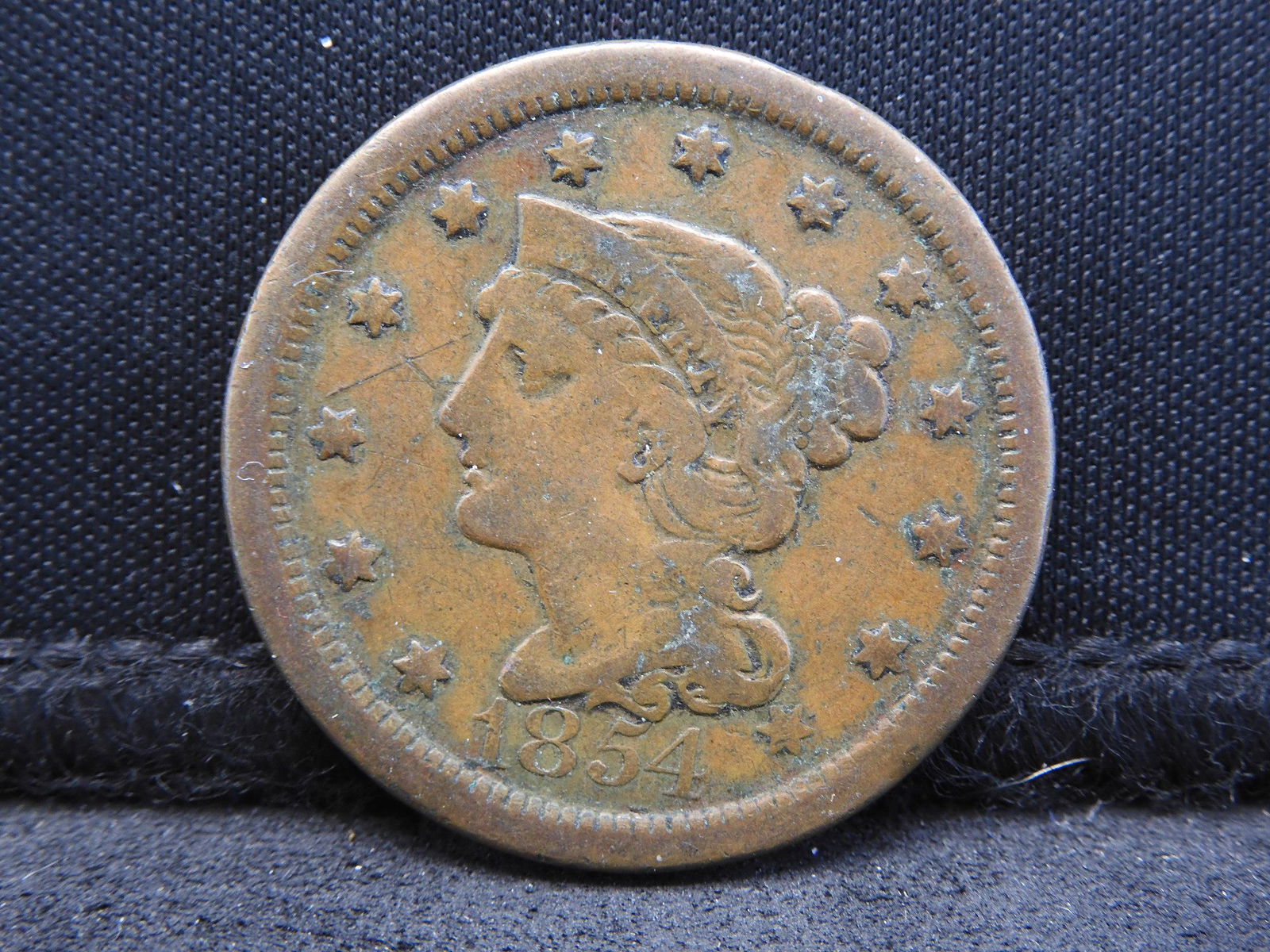 1854 Braided Hair Large Cent - VF/Fine Condition (1 of 2)