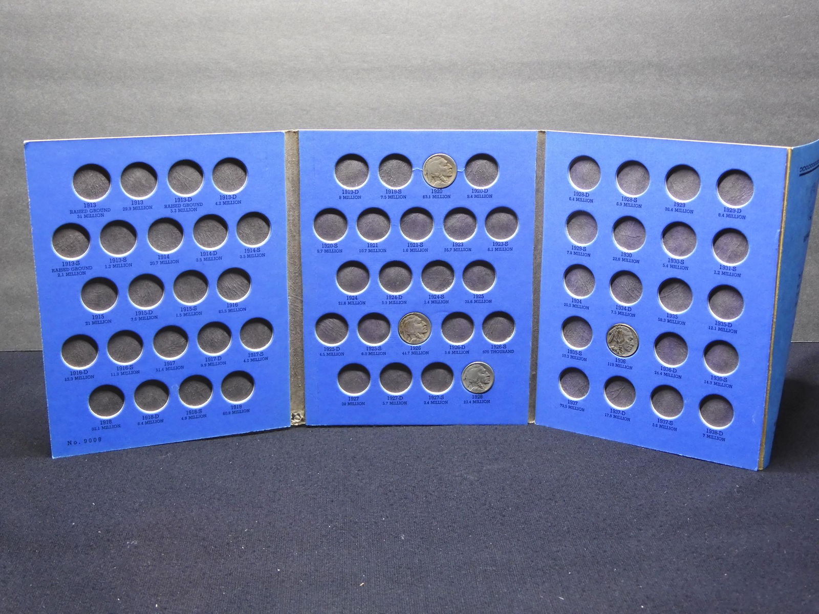 Whitman Tri-Fold Album #9008 Buffalo Nickel -4 Coins- (1 of 6)