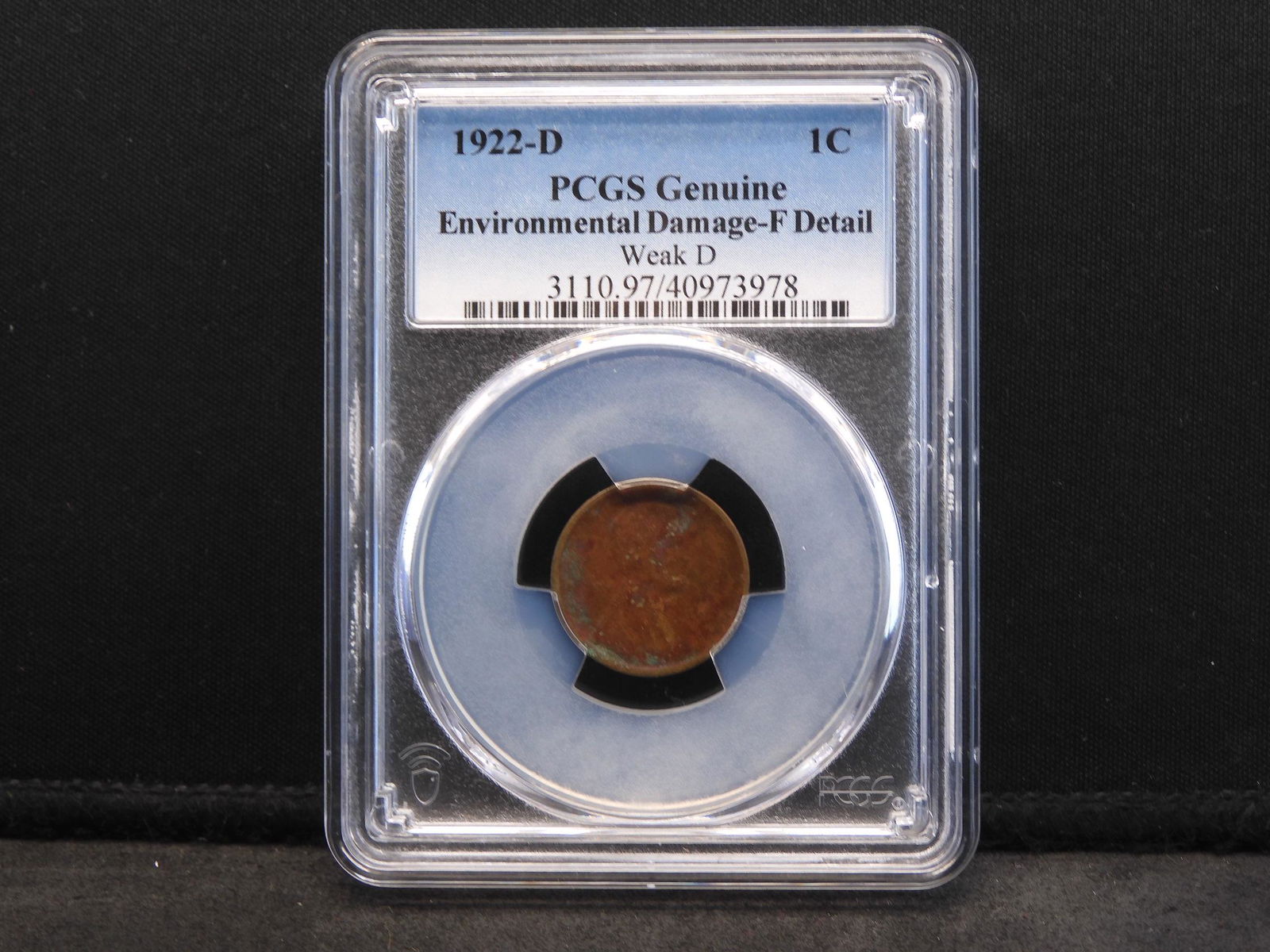 1922-D PCGS Genuine Environmental Damage-F Detail Weak (1 of 4)