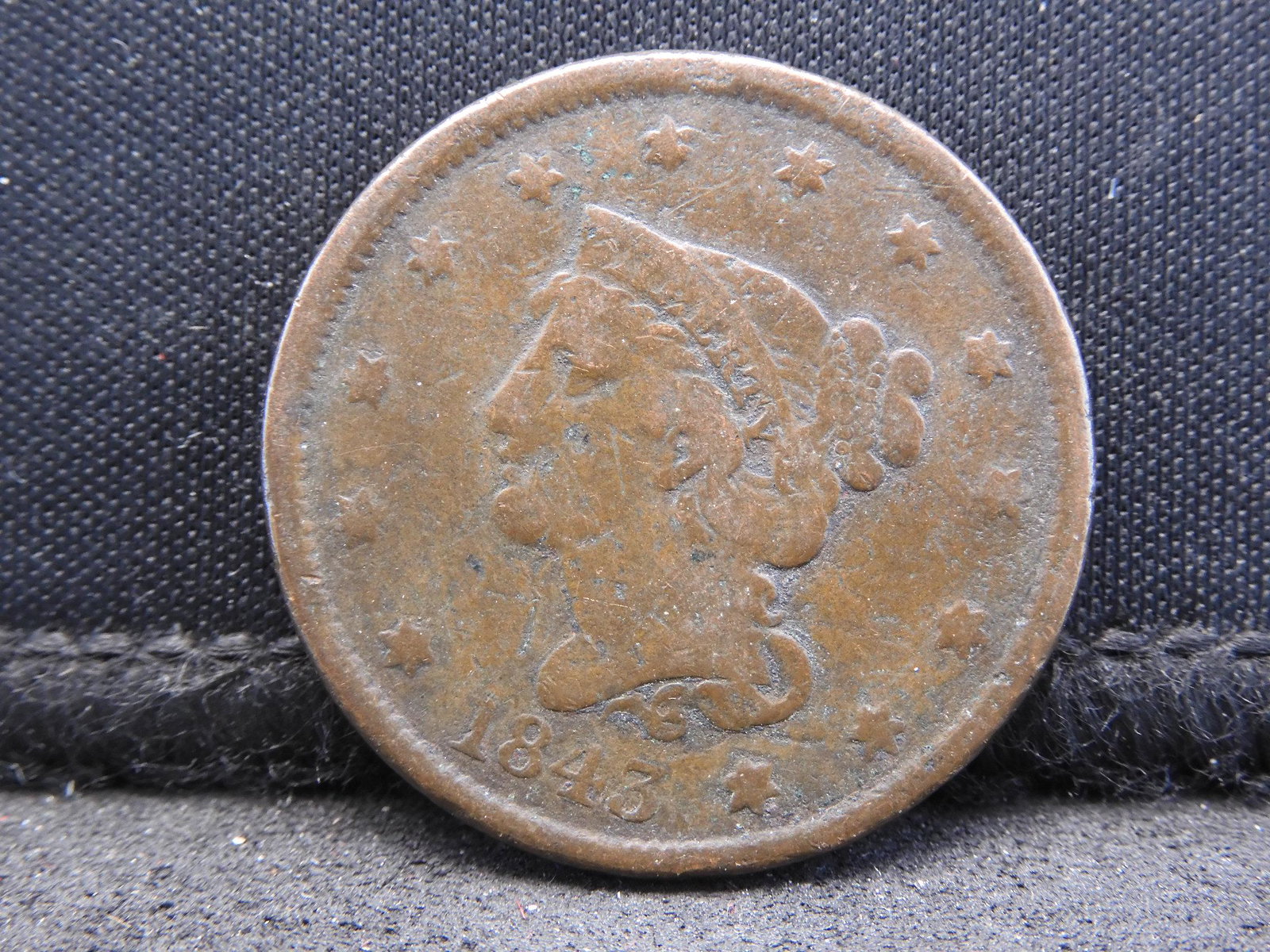 1843 Petite Head Braided Hair Large Cent. (1 of 2)