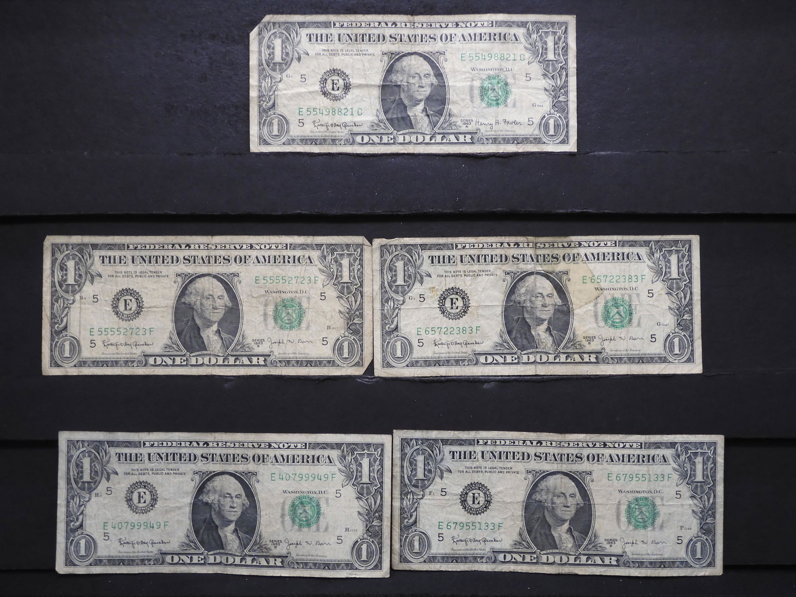4-1963-B  & 1-1963-A "JOSEPH BARR" FEDERAL $1 NOTES (1 of 4)