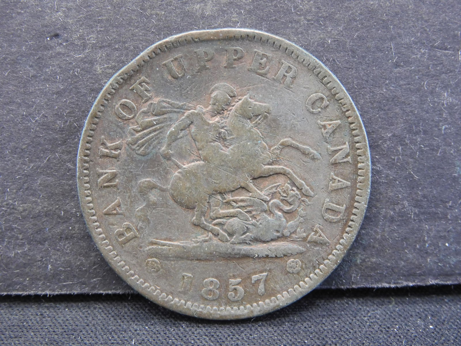 1857 CANADA, (BANK TOKEN/ONE PENNY), 164 YRS OLD! (1 of 2)