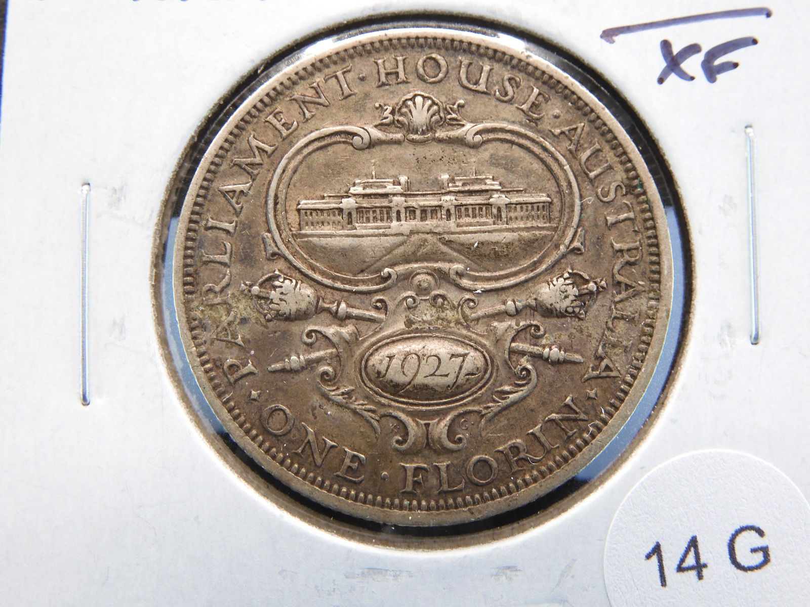 1927 Australia Silver 1 Florin.  XF. (1 of 3)