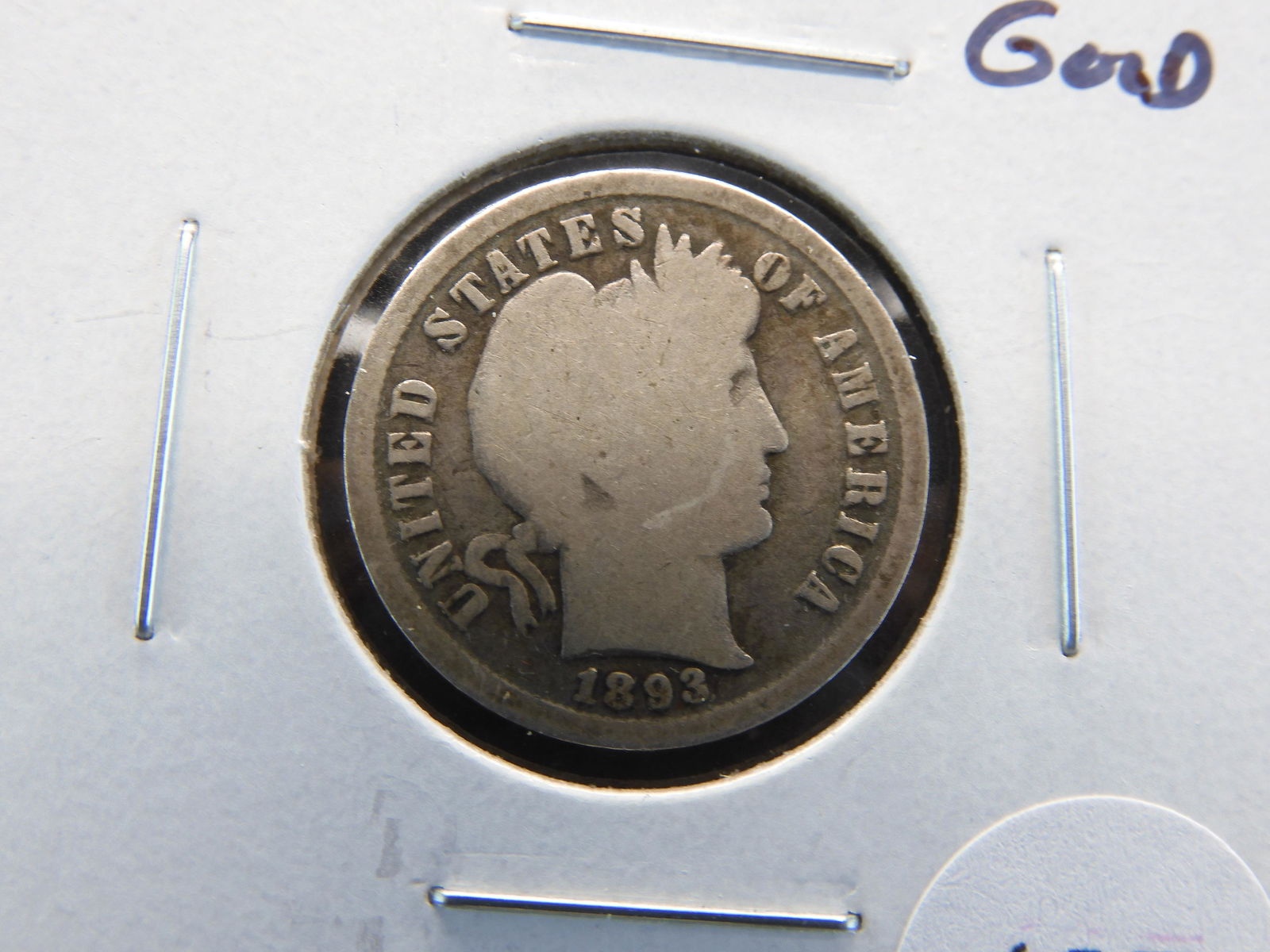 1893 Barber 10c.  Good. (1 of 3)