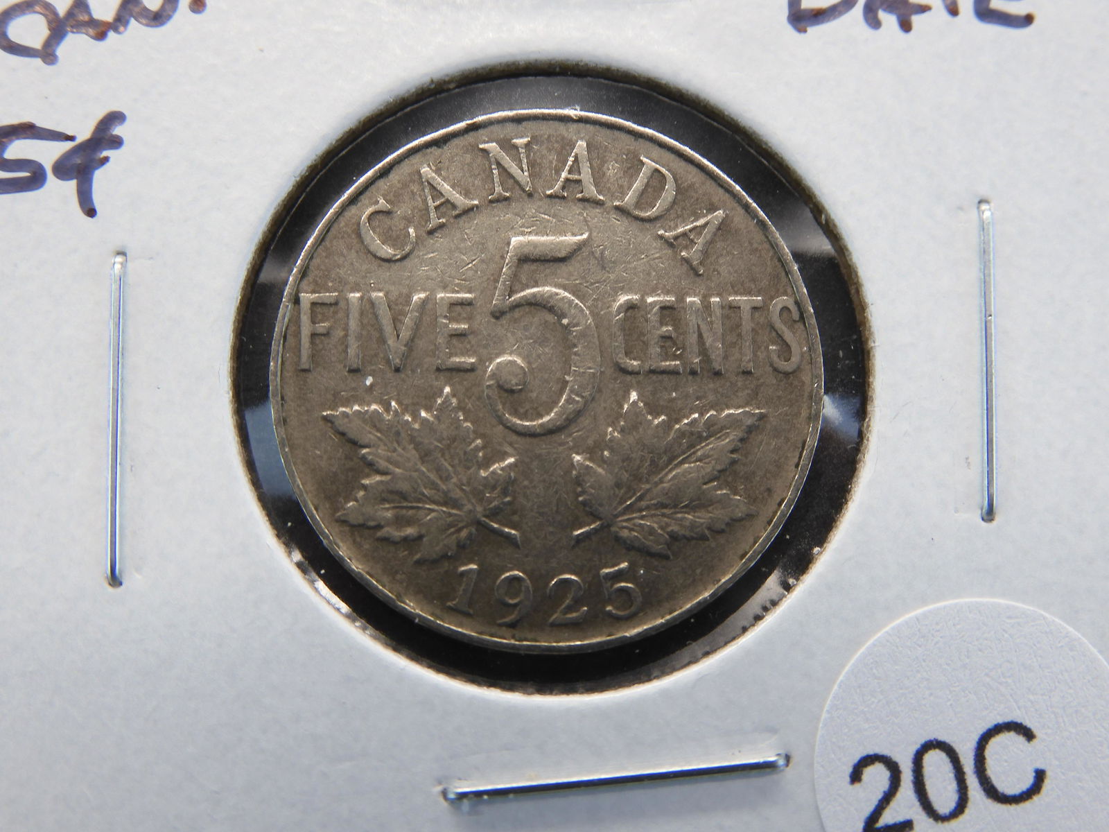 1925 Canada 5c.  Key Date. (1 of 3)