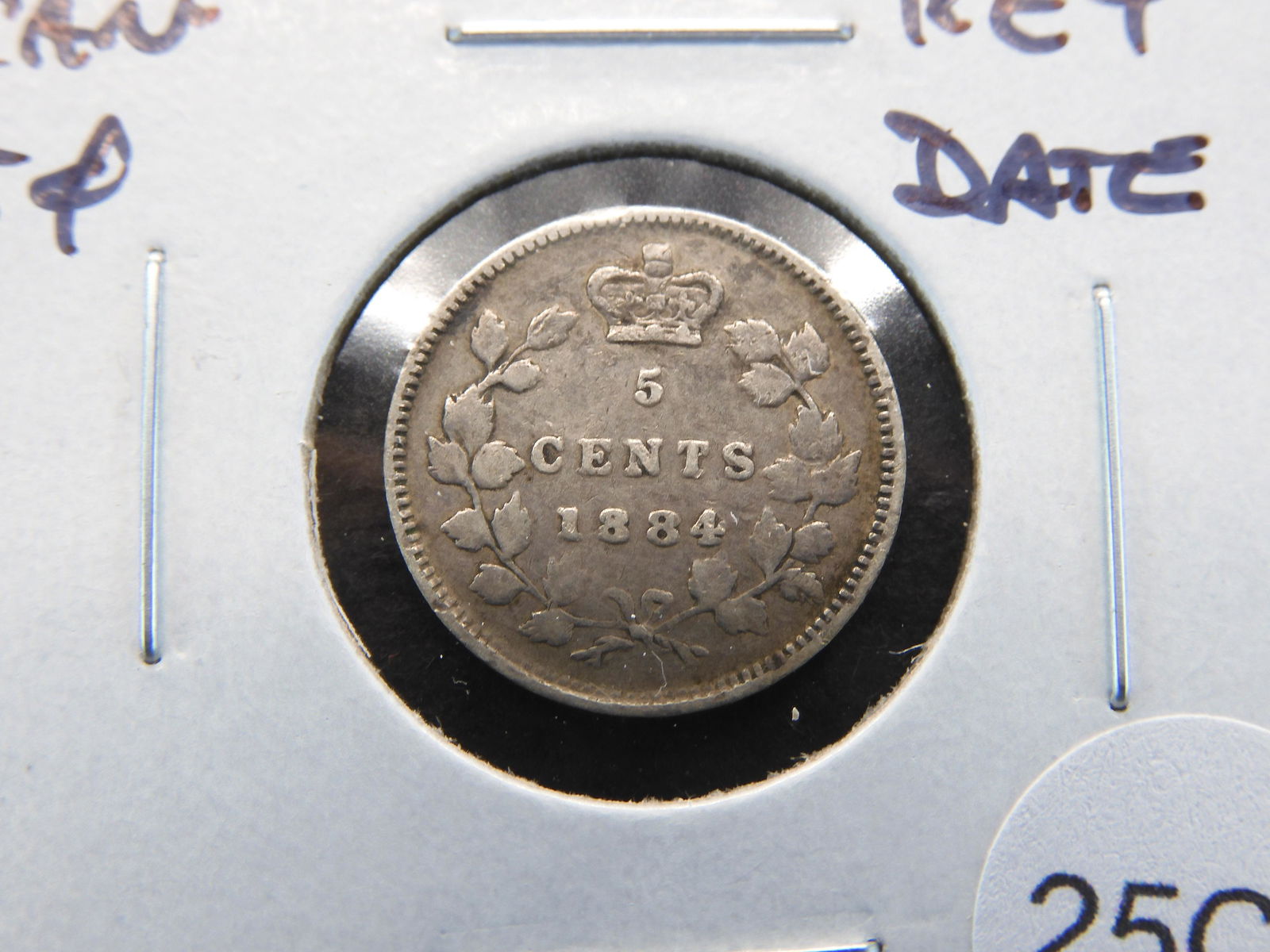 1884 Canada 5c.  VF.  Key Date. (1 of 3)