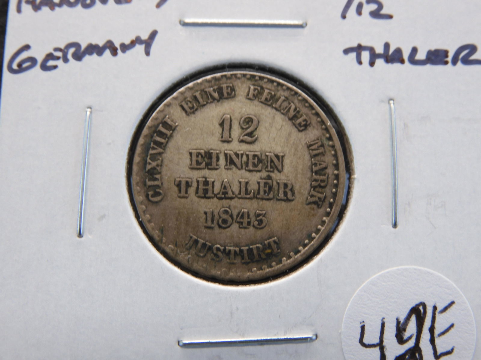 1843-S Hanover, Germany Silver 1/12 Thaler. (1 of 3)