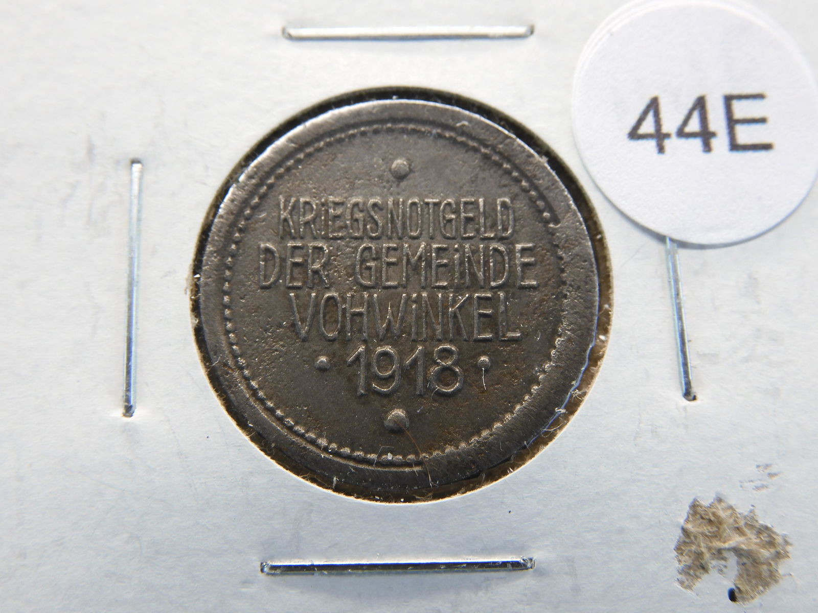 1918 Vohwinkel, Germany 5 Pfennig Iron Notgeld. (1 of 3)
