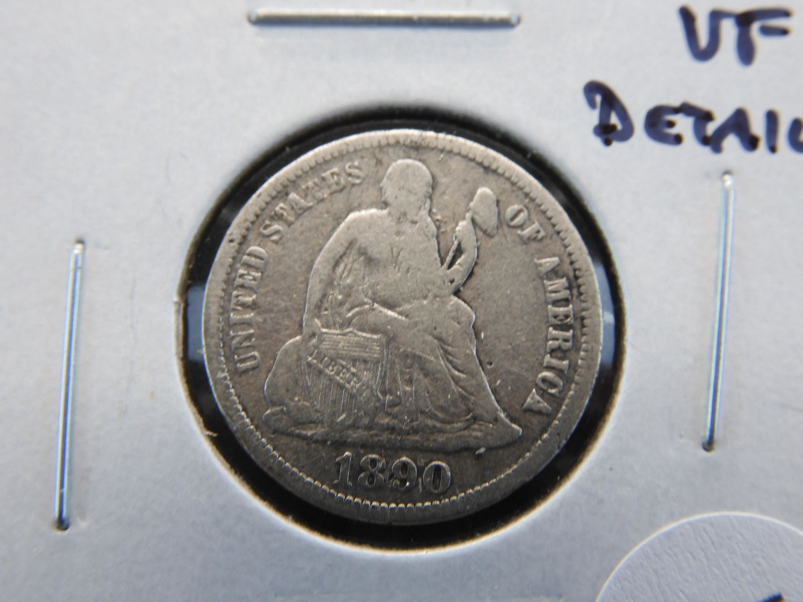 1890-S Seated 10c.  VF Details. (1 of 3)