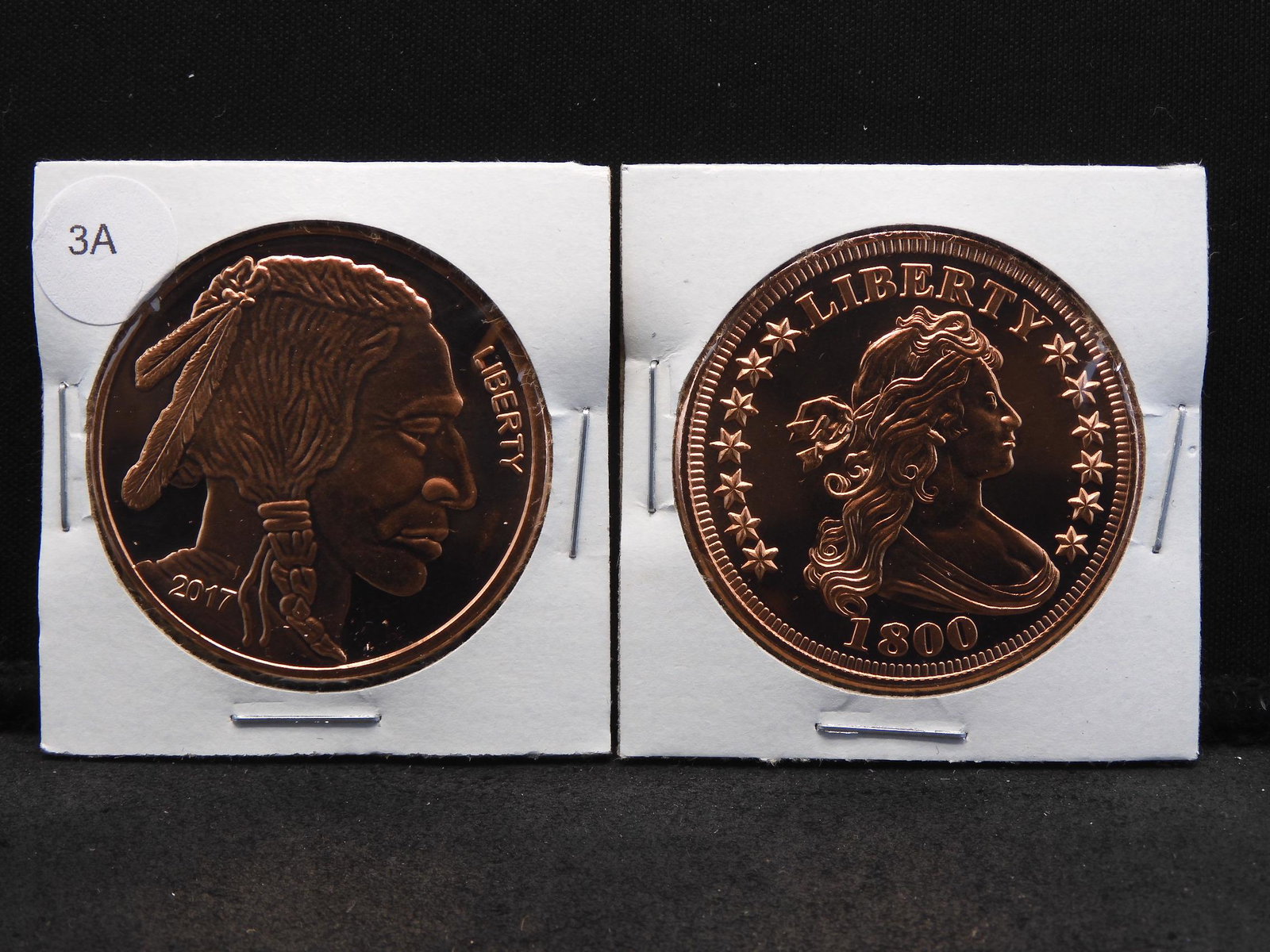 (2) One Ounce Pure Copper Rounds:  2017 Buffalo and (1 of 5)