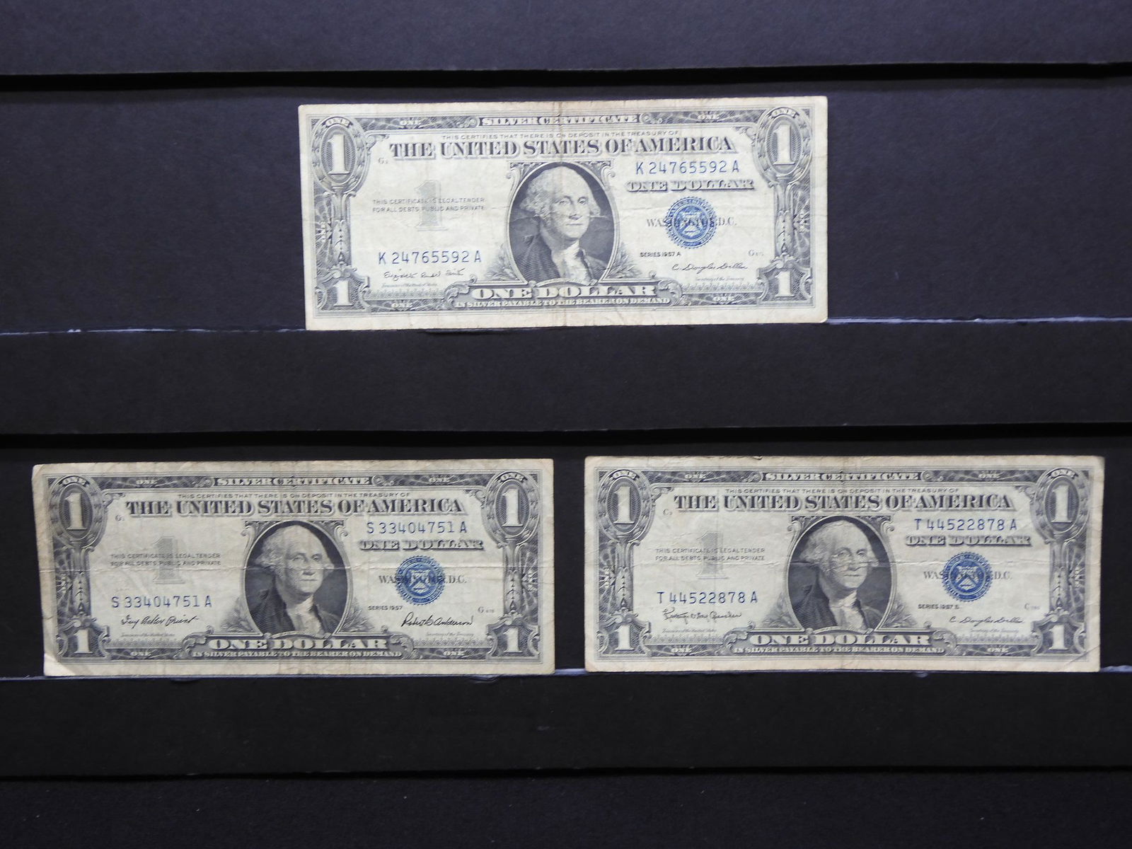 1957, 1957-A, 1957-B $1 Blue Seal Silver Certificates. (1 of 6)
